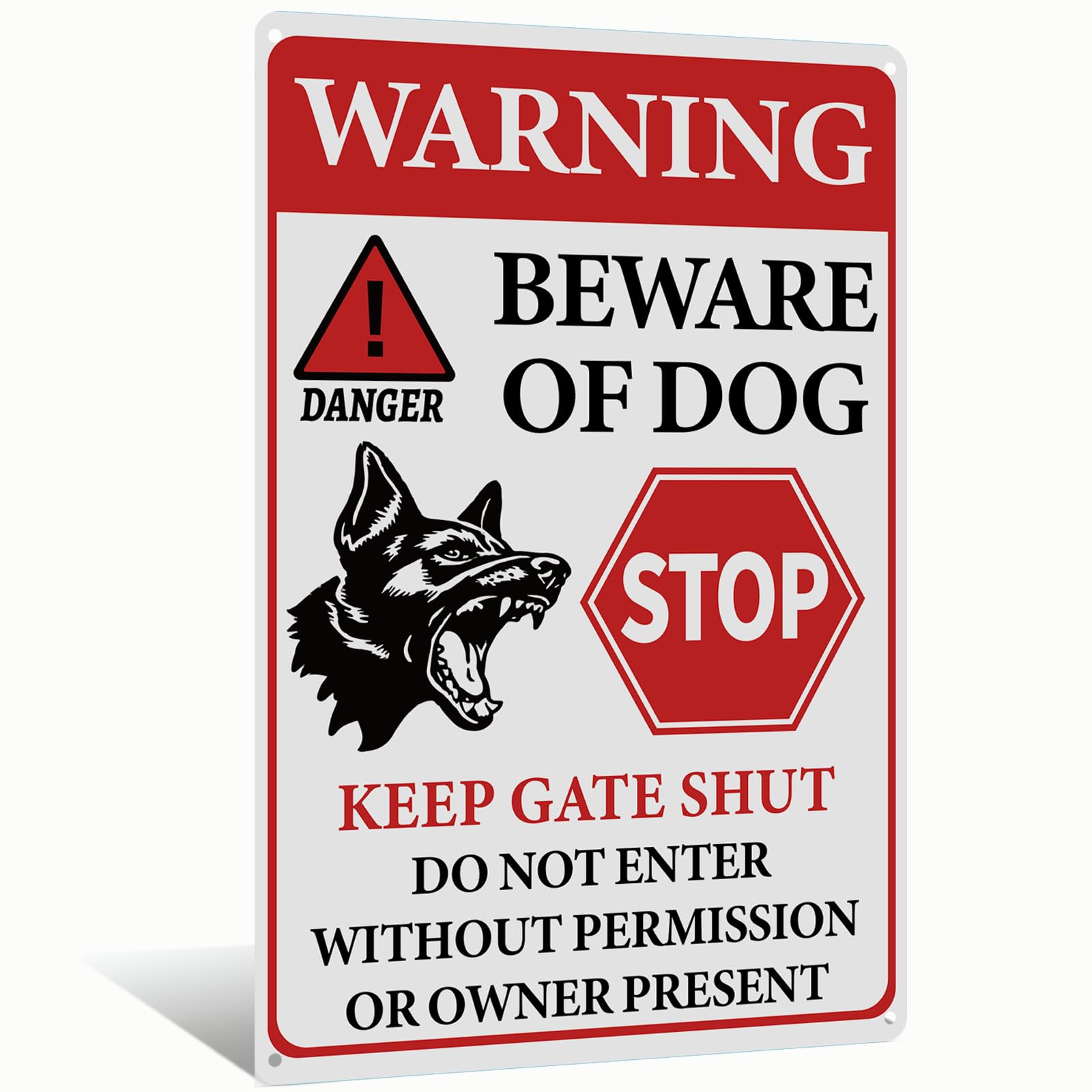 Beware of Dog Tin Sig Do Not Enter Sign Great for Fence Garden and Yard No Trespassing Wall Decor 8x12 Inch (2585)