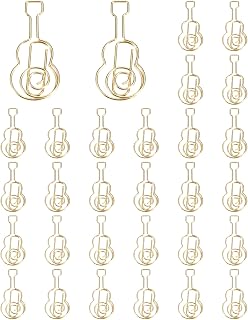Cute Paper Clip, 30Pcs Guitar Shape Paper Clip Metal Funny Bookmarks Planner Clips Clamp for Home Office Supplies Desk File Organization Wedding Decoration, Gold