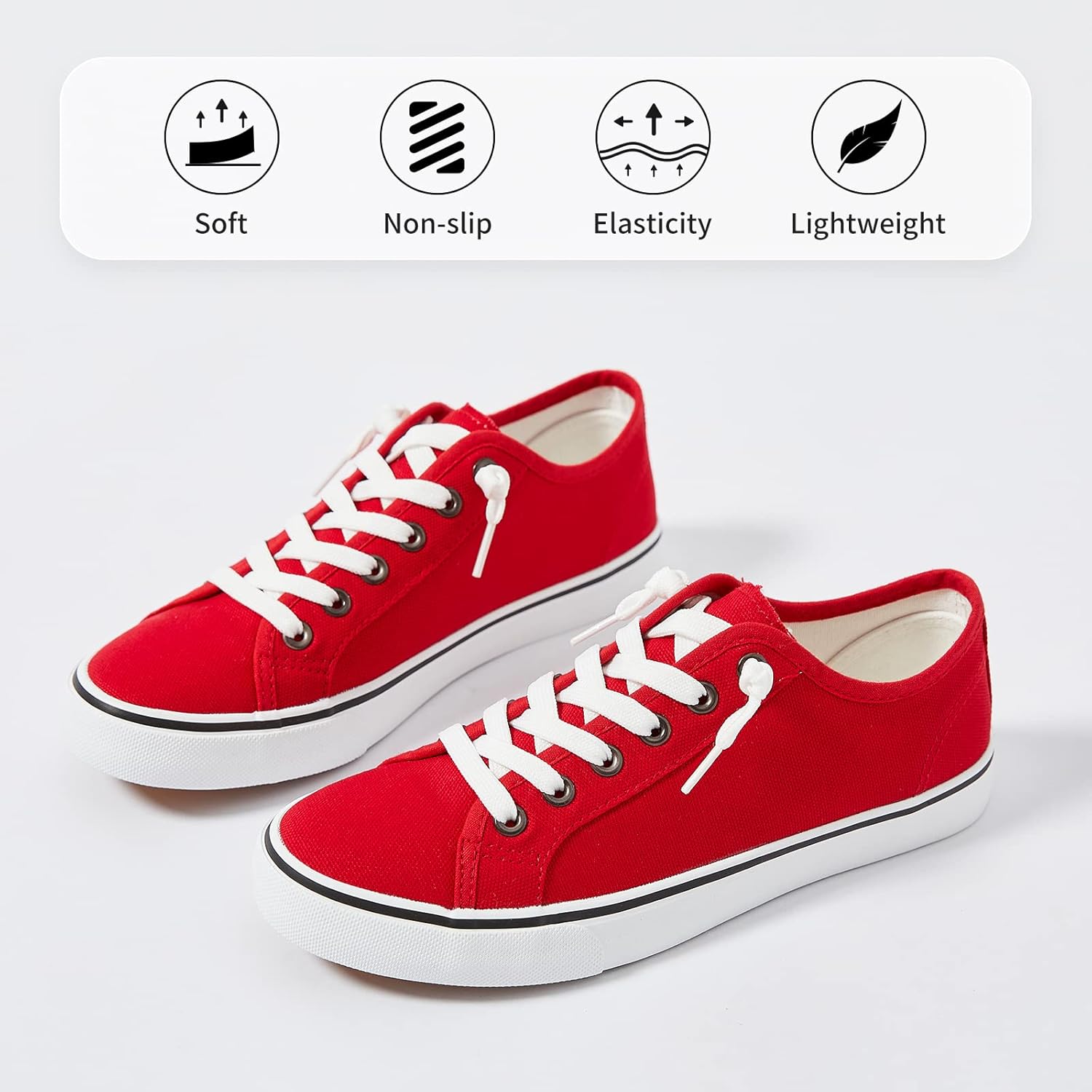 Women Canvas Sneaker Slip On Non Slip Casual Shoes Lace Up Canvas Low Top White Shoes Loafers for Women Fashion Black Sneaker - Image 4