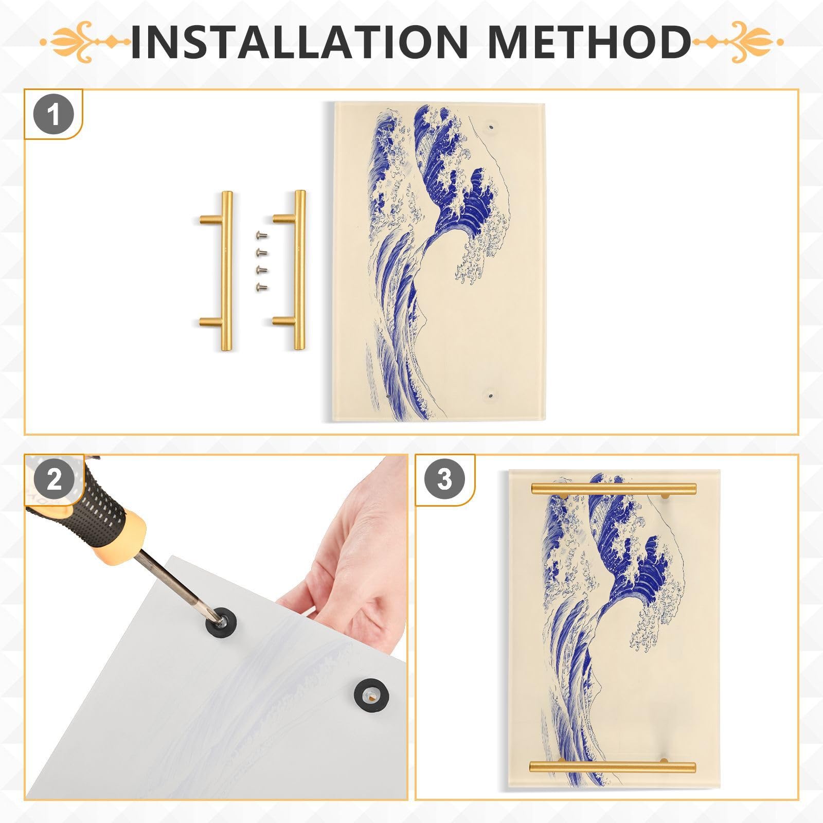 BOESI Graffiti Wave Tray, Tray with Handles, Countertop Organizer, Decorative