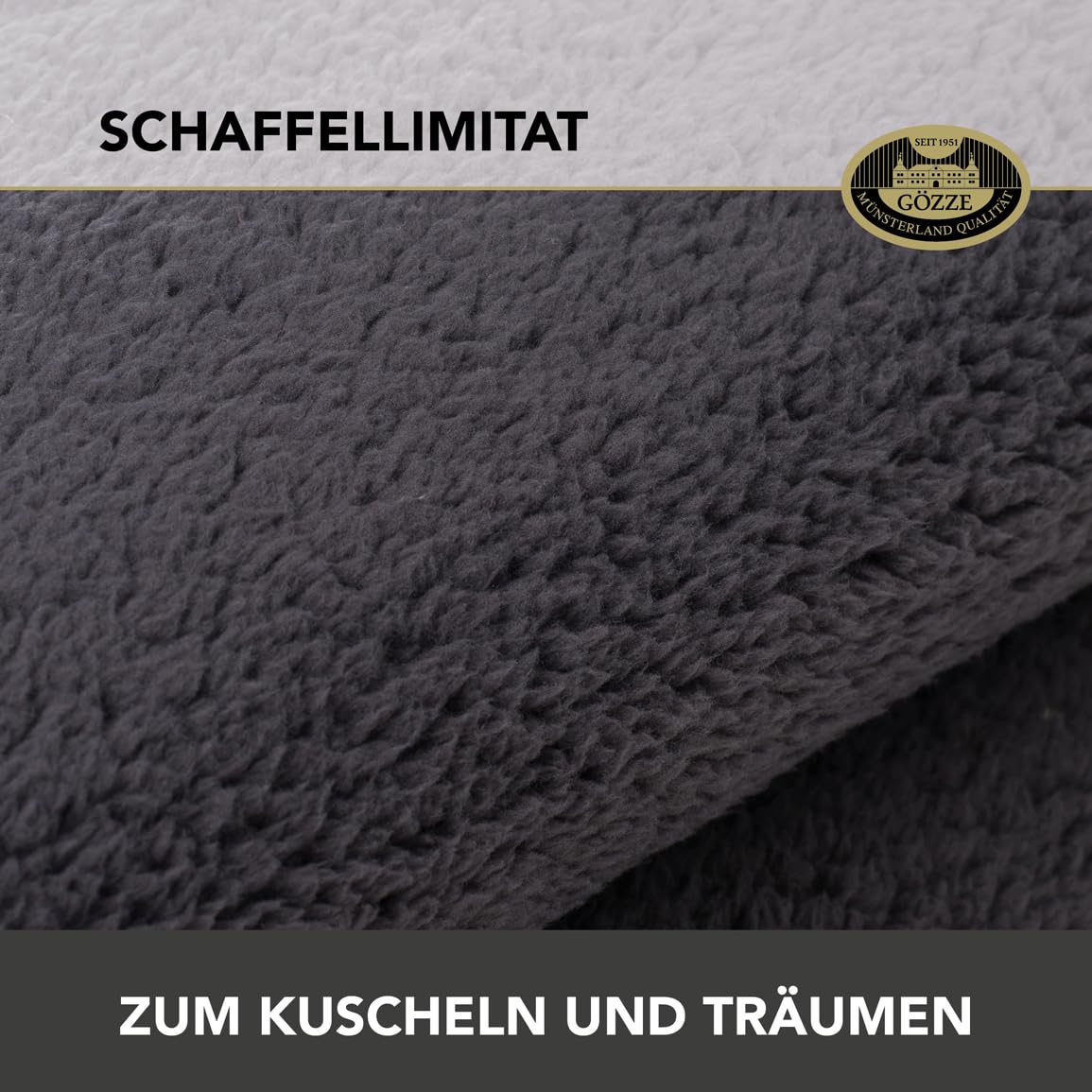 Gözze - Wolkenweich Kuscheldecke, Schaffellimitat, 100% Polyester (Mikrofaser), 150 x 200 cm - Anthrazit