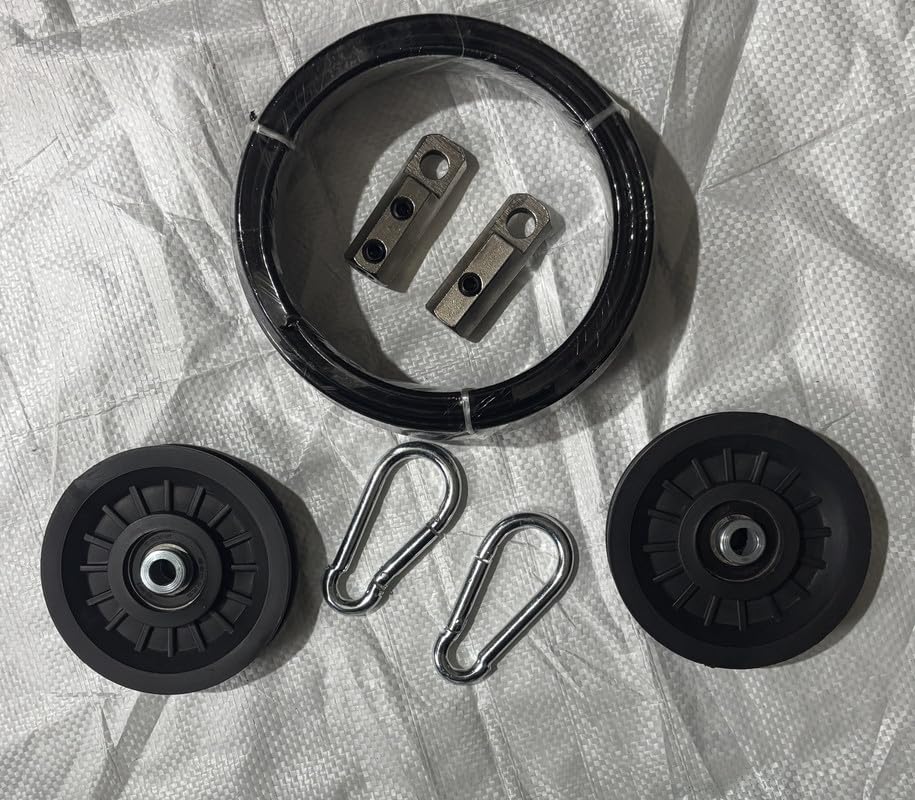 ASH Sports Gym Machine Wire Black Pu Coated 5.5mm 10 Meter | Snap Safety Lock | 4" Pulley Wheel | Wire L N Key Lock | Attachments(Black 5-Meter+2Snap+2-4" Pulley+2 Wire L N Key Lock)-image-34
