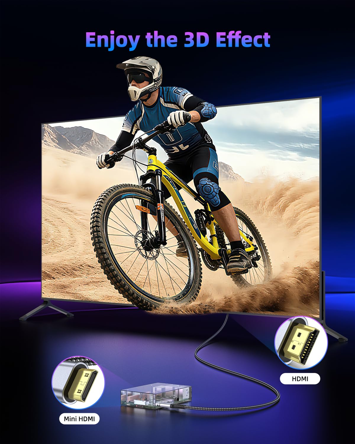 Kabel Mini HDMI do HDMI, 4K@60 Hz, 2K@120 Hz, 18 Gb/s HDMI do Mini HDMI z HDR UHD Arc HDCP, kompatybilny z kamerą, Raspberry Pi Zero, projektorem, monitorem, laptopem, HDTV (3M)