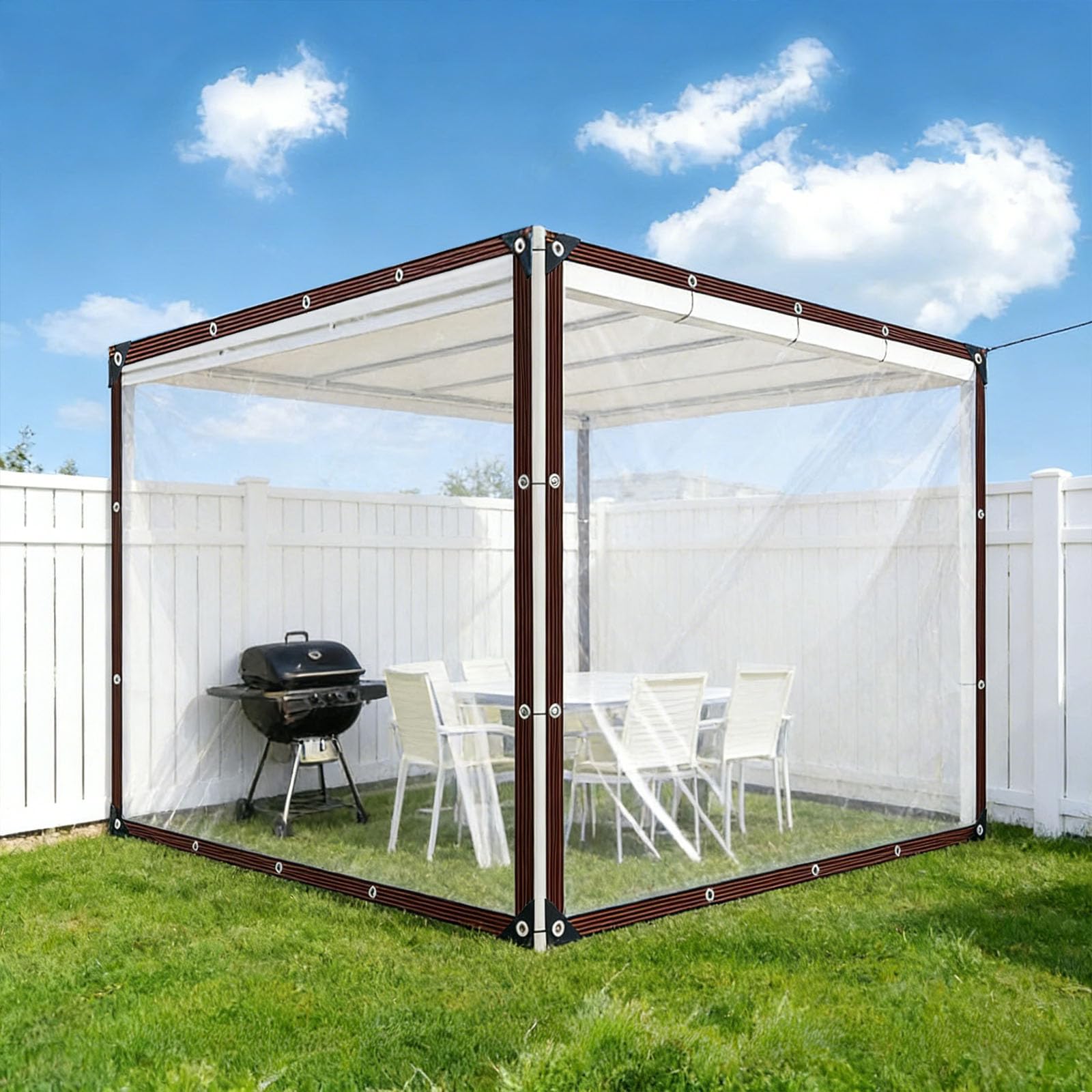 Lona impermeable transparente resistente a desgarros para muebles de exterior