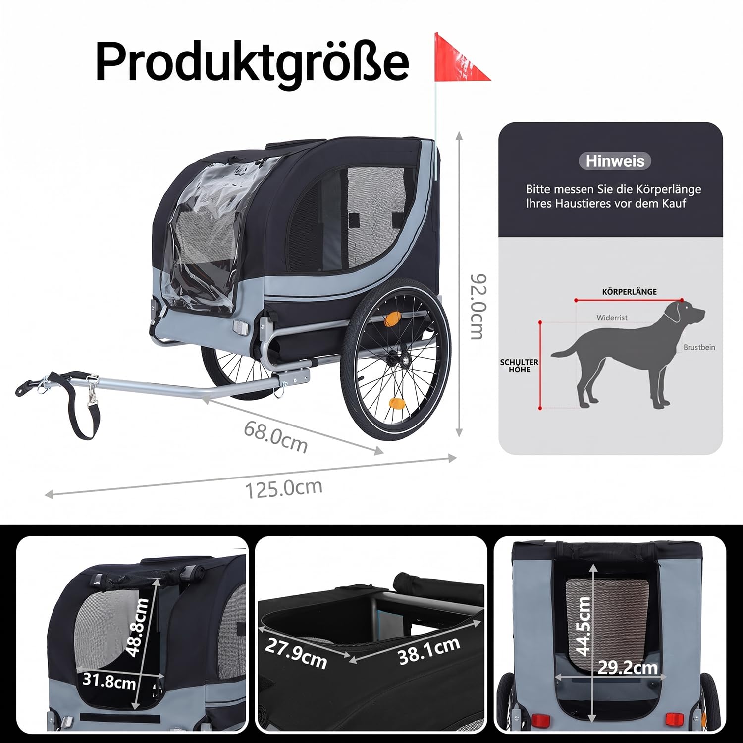 Hundeanhänger Fahrrad XL, Faltbarer Hundefahrradanhänger mit 20" Luftreifen, robuste Oxford Belüftungsfenster, Stabiler Fahrrad Anhänger mit Sicherheitsdrehkupplung, Blau