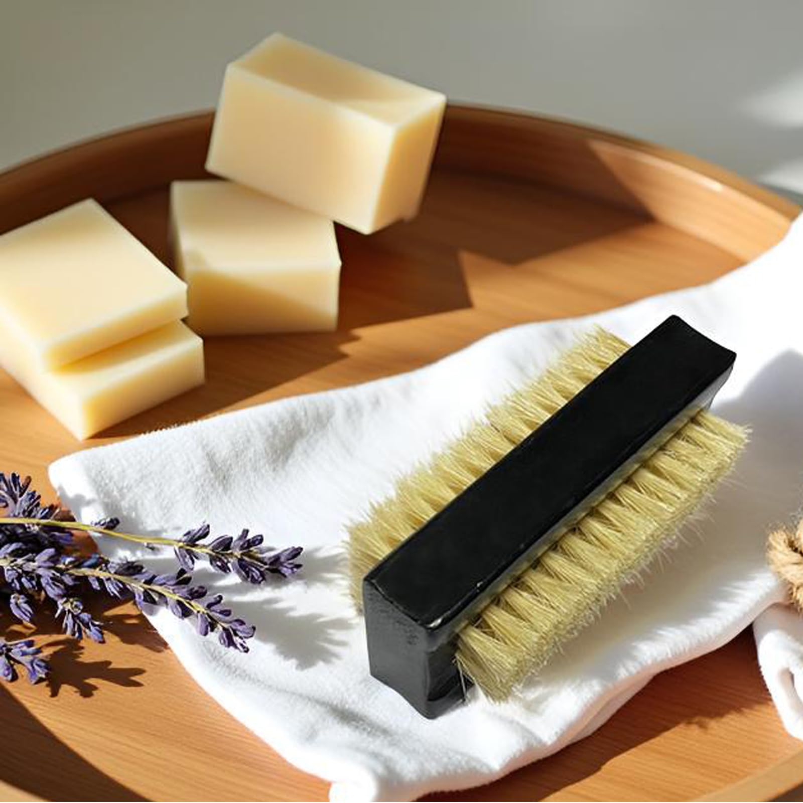 Cepillo de Uñas de Madera Negro x 2 Pulgadas Natural Cerdas de Jabalí para Limpiar los Dedos de la Mano, Dedos del pie para Hombres, Mujeres, Niños, Pedicura Manicure (Dos Caras + Cuerda)