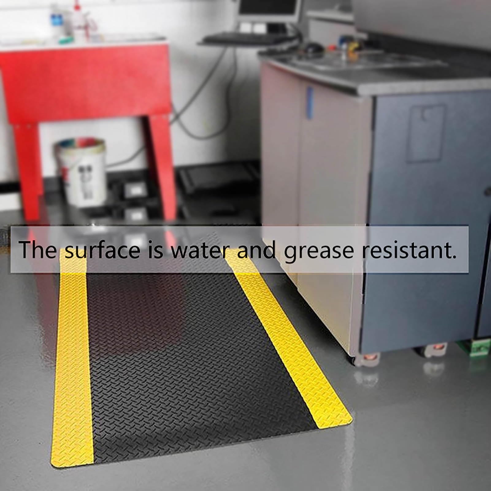 Générique Tapis de Sol Industriel Anti-Fatigue, 47,2 x 23,6 Pouces, 18 mm d'épaisseur, biseauté sur 4 côtés, soulagement de la Fatigue, for usines, entrepôts (Noir)(Black,120x60cm/47.2x23.6in)