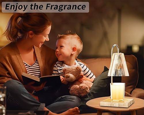 Miniatura 6 de SESIIduo Lámpara calentadora de velas, temporizador y regulable para velas en frasco, vela eléctrica perfumada Melter con 2 bombillas, decoración