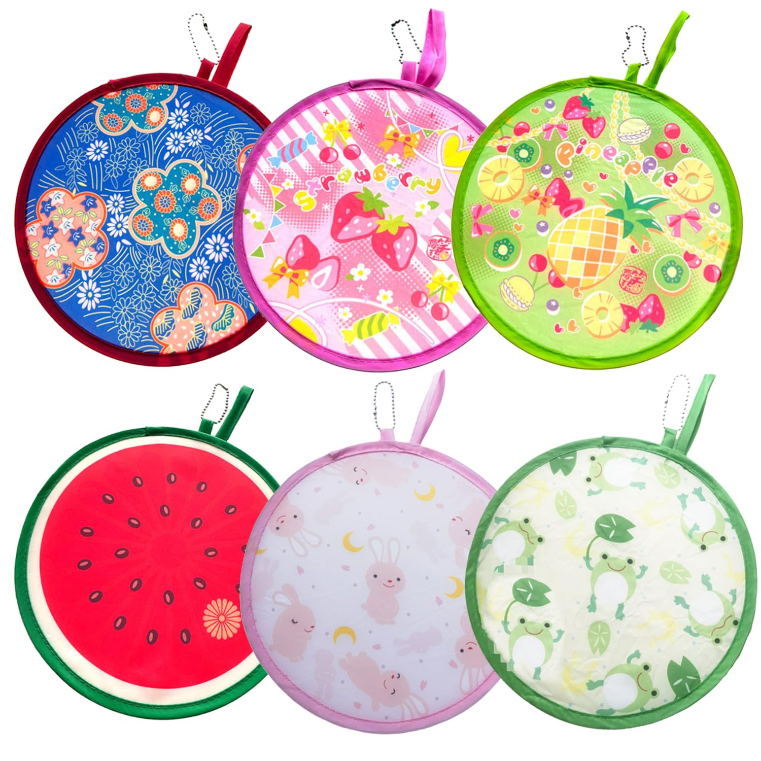 6 Pieces Folding Hand Fan Set, Fruit Foldable Handheld Fans for Women, Lightweight Summer Cooling Fans with Colorful Patterns, Portable Hand Fans for Parties, Weddings, Travel, and Daily Use