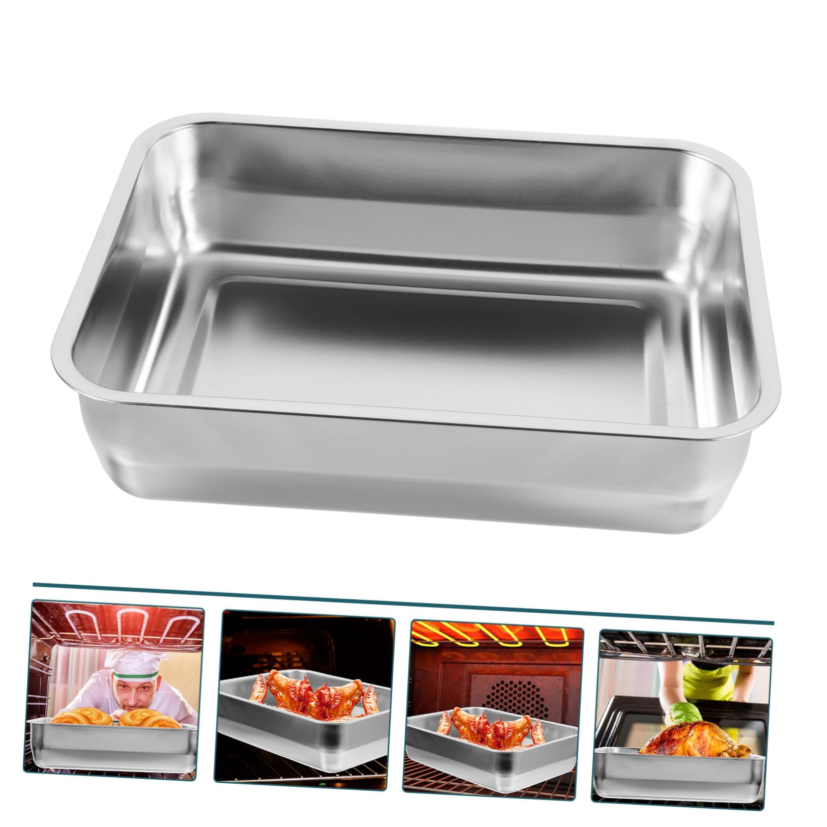 VALICLUD Edelstahl-bratform Rechteckig Grillplatte für Fisch und Gemüse Servierplatte aus Metall Bratblech für Küche und Restaurant Leicht zu Reinigen und Transportieren