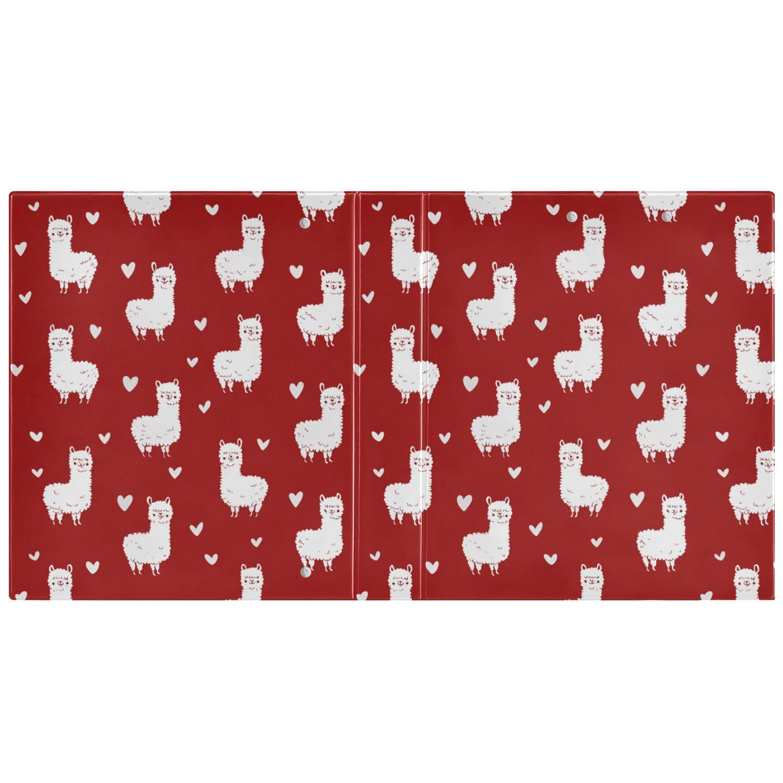 Kcldeci Raccoglitore a 3 anelli con copertina rigida per carta formato lettera, cuori in alpaca rosso, anelli rotondi da 3,8 cm, organizer per scuola/ufficio, confezione da 2