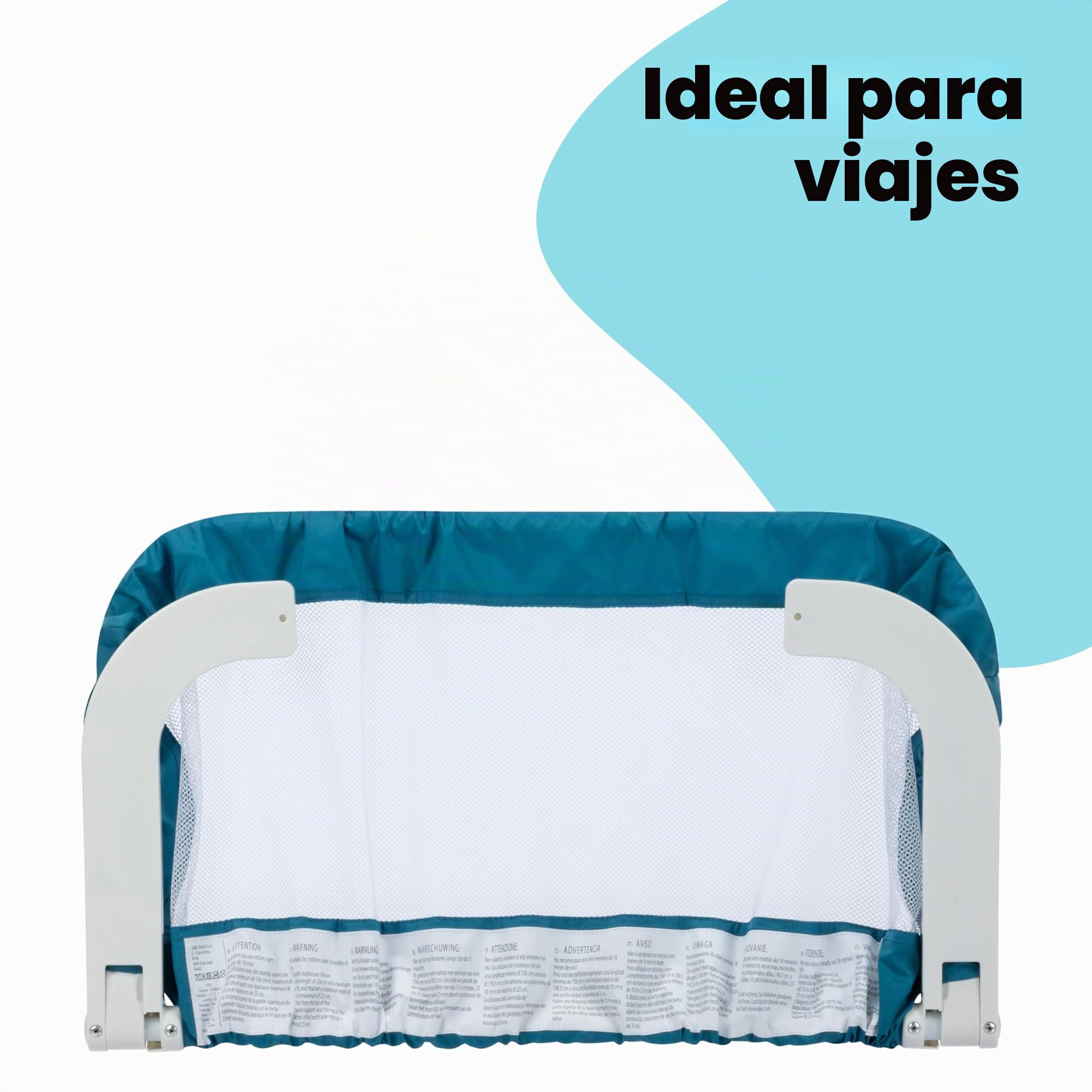 Safety 1st Barrera Cama Portátil, Barrera de Seguridad Niños Cama Plegable, 18M-5A, Barrera Cama Niños Viaje, Tejido de Malla, Fácil Instalación, Bloqueo Automático, Fácil Transporte, Blue