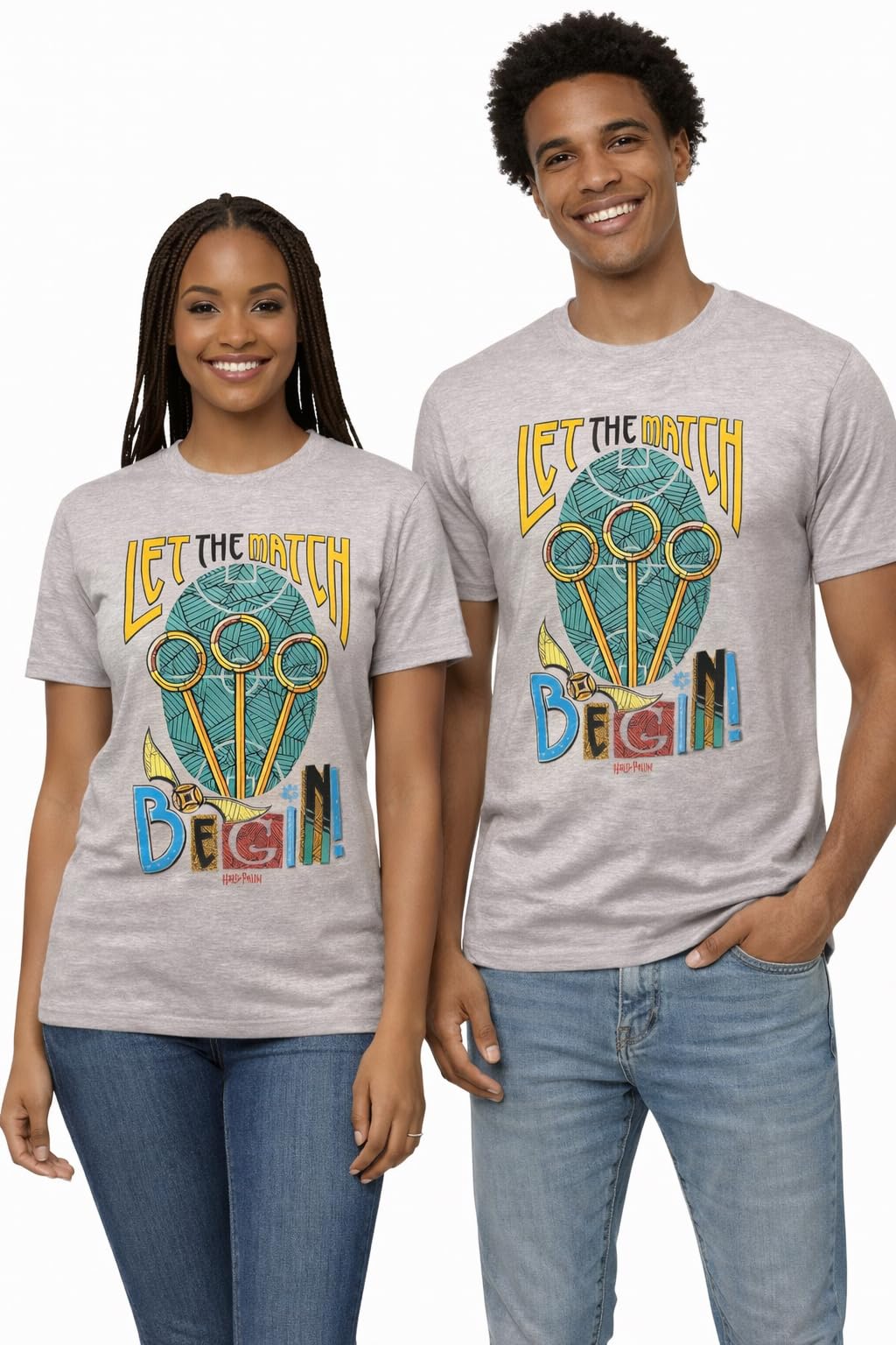 Gwcc Unisex Grey Licensed Harry Potter Quiditch T-Shirt With Let The Game Begin Xs To 2XL (Uk, Alpha, Xs, Regular, Regular, )