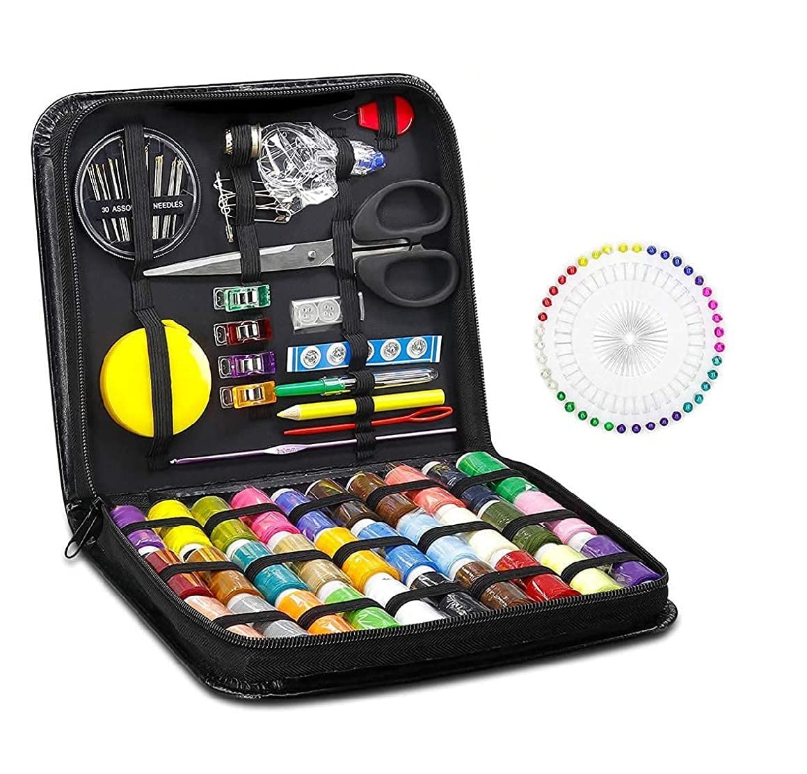 TREXEE DIY Travel Sewing Kit Sewing Box for Hand Sewing Kit for Traveler, Beginner, Emergency Clothing Fixes Organizer Scissors, Thimble, Thread, Sewing Needles, Tape Measure (Sewing Kit 02)