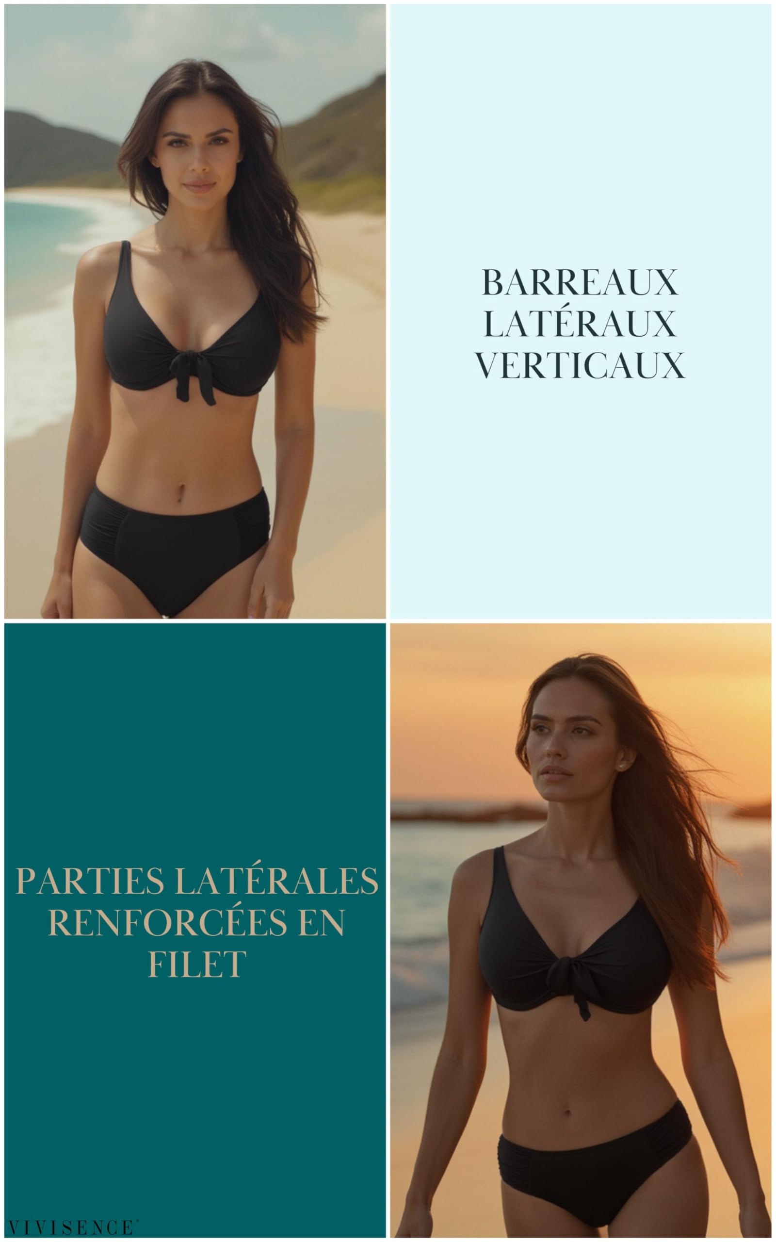 VIVISENCE 3202 Top De Bikini Top Qualité Style Classique Feminin Pièce du Set