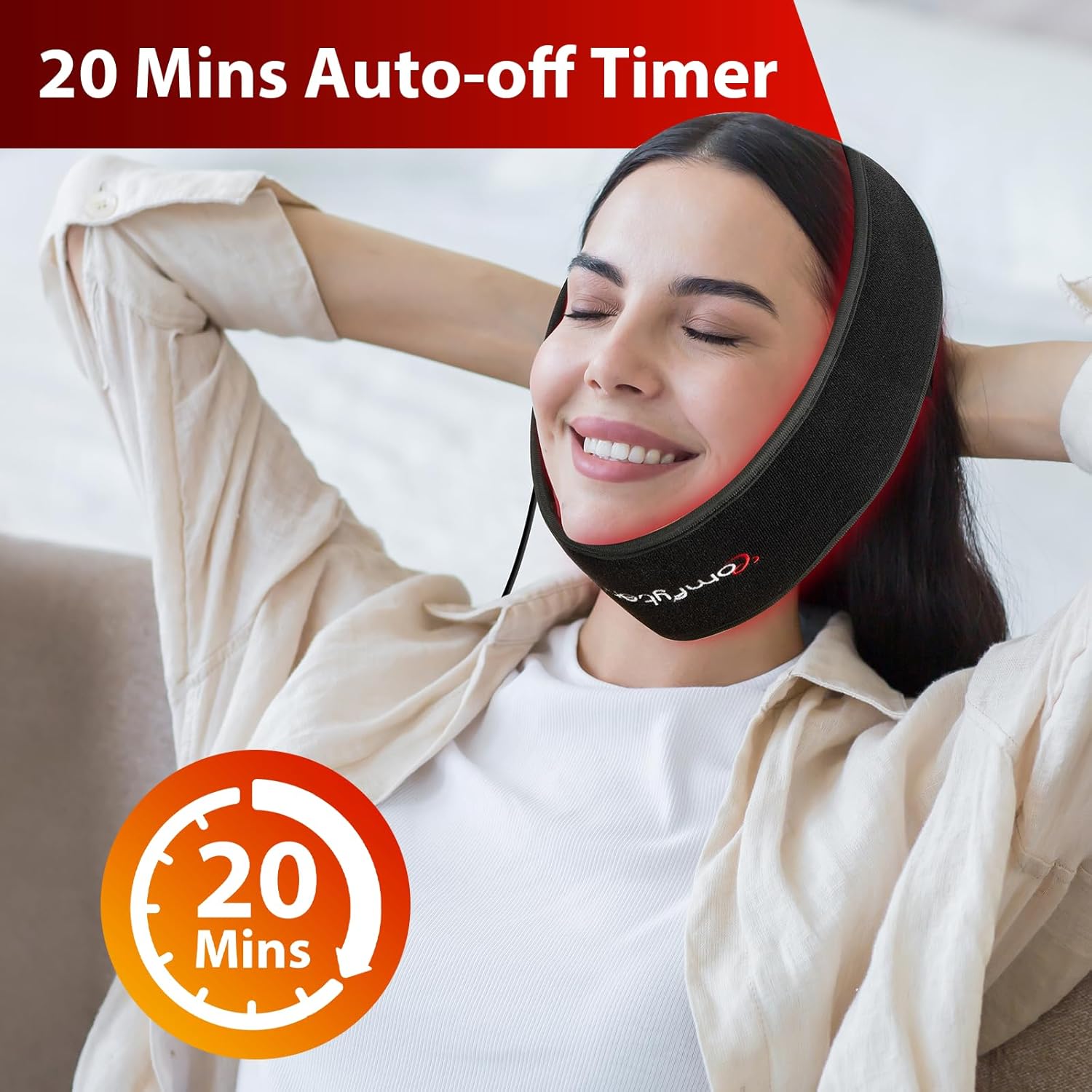 Comfytemp Red Light Therapy Wrap for Body, 37'' Near Infrared Light Belt for Face Knee Ankle, 10W Wearable Wrap with 63 LEDs for Hand Foot Joint Muscle, 660nm & 850nm(Corded) - Image 5