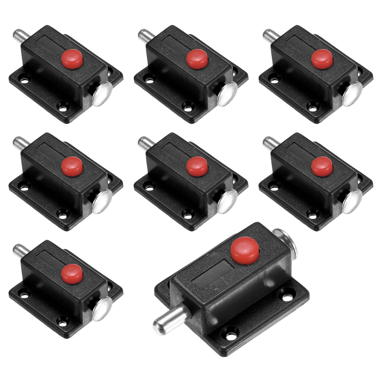 Loquet à ressort en plastique bouton-poussoir noir 37x36mm lot de 8