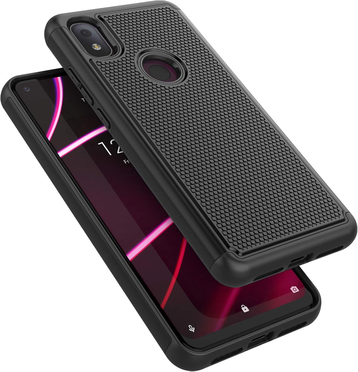 Tekcoo Case for T-Mobile Revvl 4/2020 TCL Revvl 4, [Tmajor] Shock Absorbing [Black] Rubber Silicone & Plastic Scratch Resistant Bumper Grip Rugged Sturdy Hard Phone Cases Cover