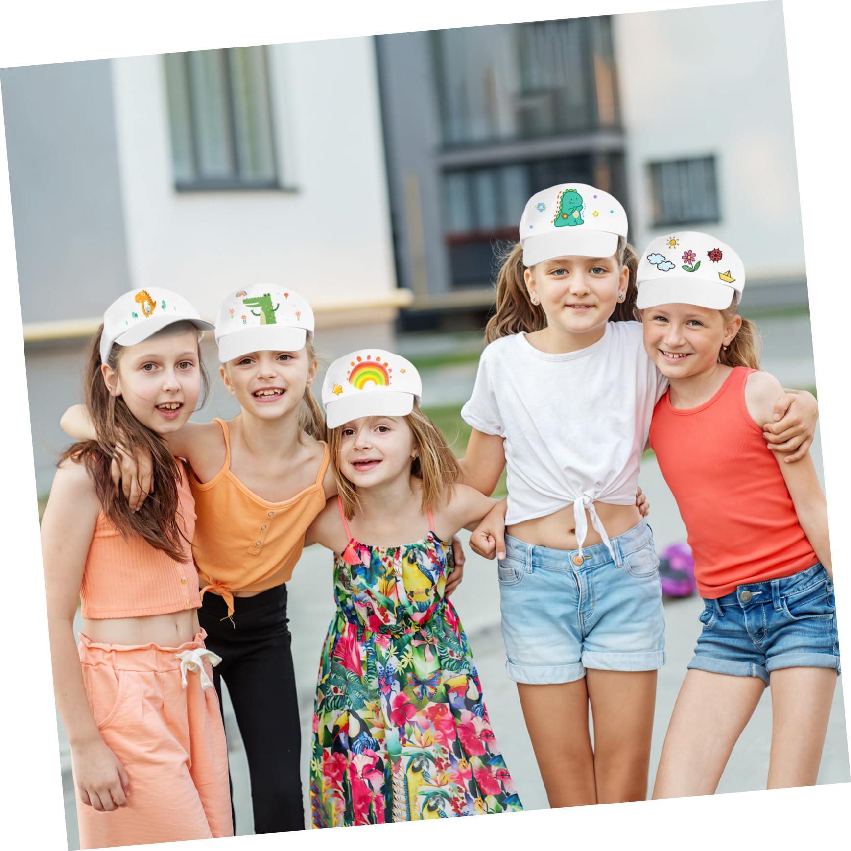 Toyvian 10 Pezzi di Cappellini da Baseball - Cappello Fai da Te per Bambini, Cappello Divertente per Graffiti da Asilo, Berretto Decorativo con Visiera, Forniture per Artigianato Fai da Te, Cinturino