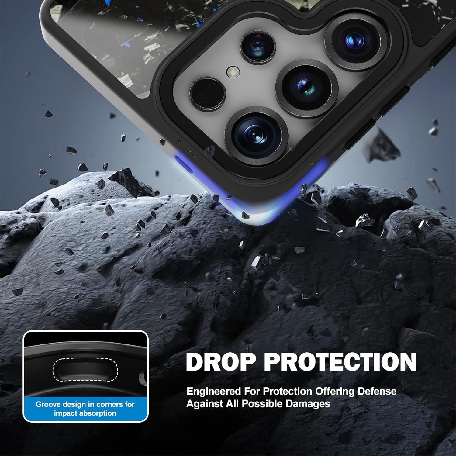 Flux Series Genuine Forged Carbon Fiber Case for Samsung Galaxy S25 Ultra, Built-in Magnets, Compatible with MagSafe, Military Grade Drop Protection, Shockproof Phone Cover - Glossy Blue