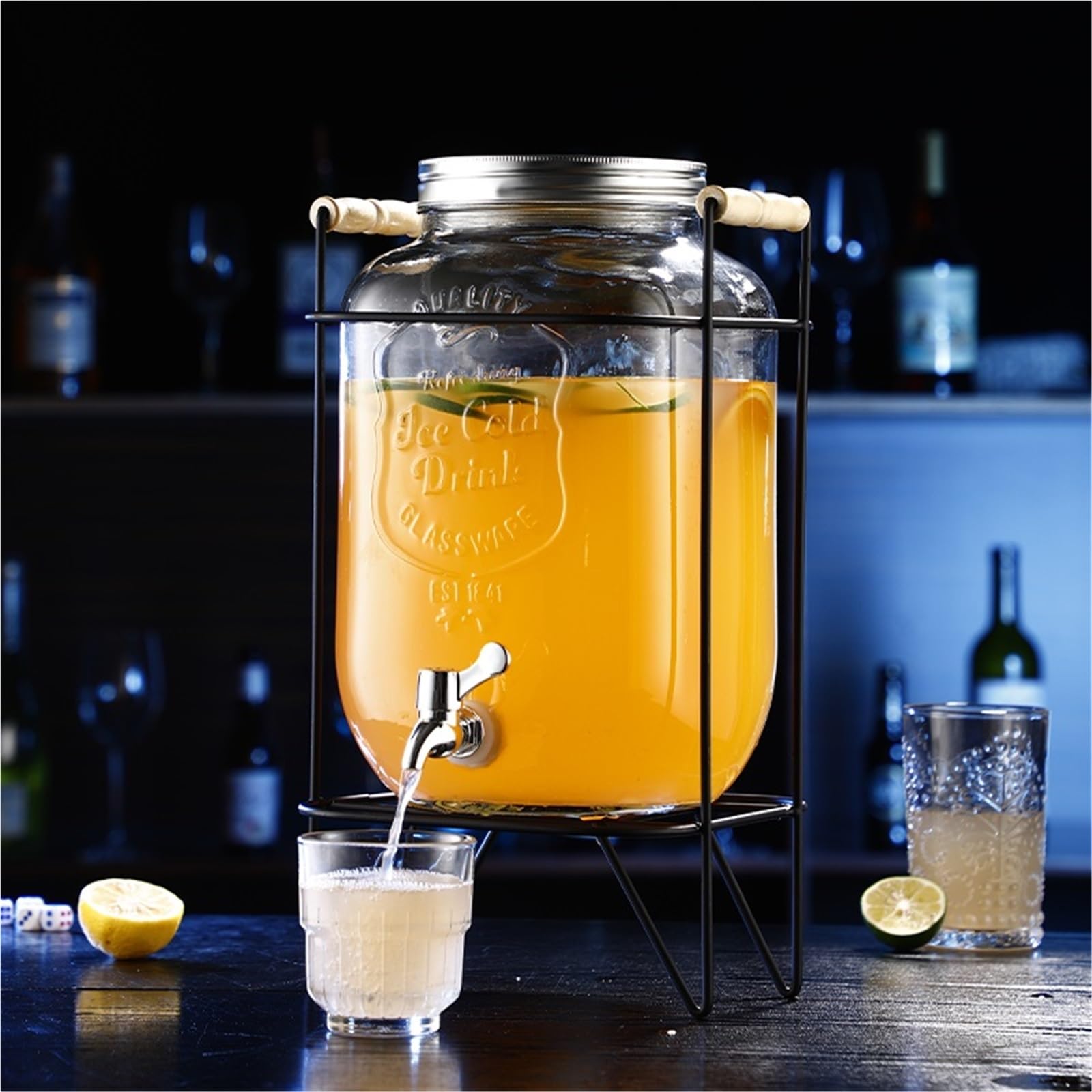 Dispensador Cerveza Dispensador De Bebidas Vidrio 1.05 Galones con Grifo Acero Inoxidable para Casa Bar