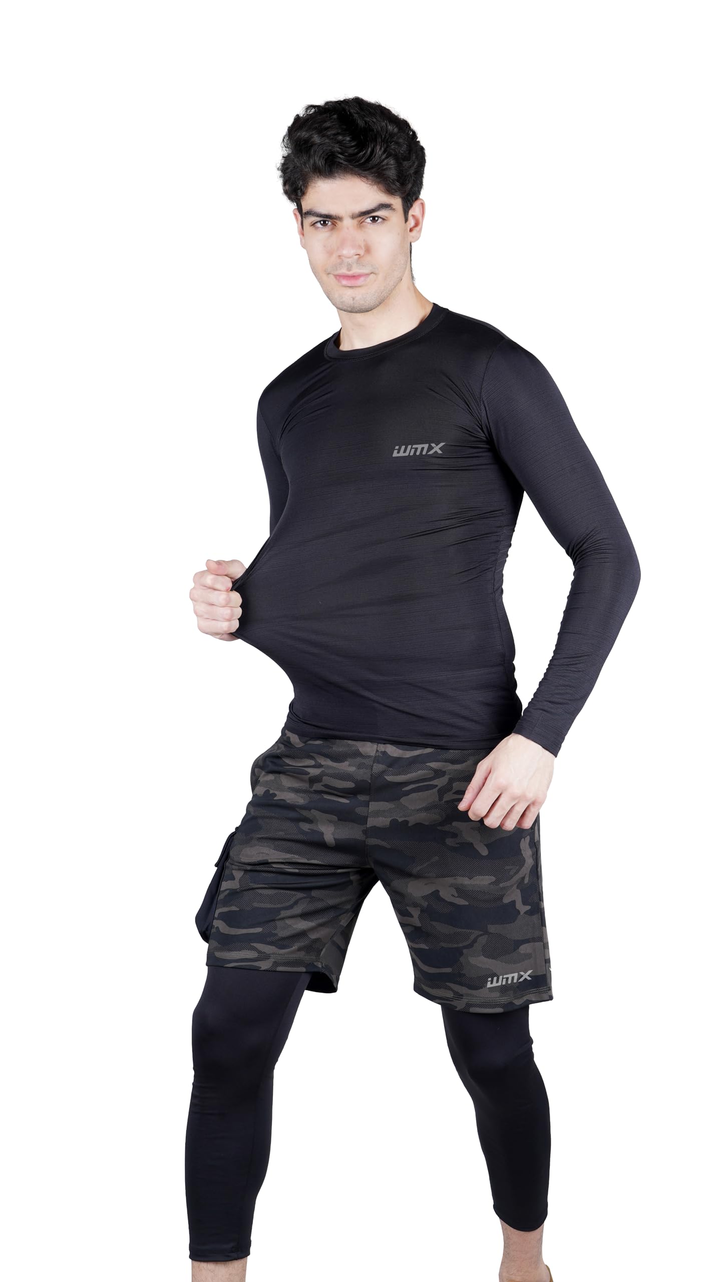 WMX Men's Compression T-Shirt Top Skin Tights Fit Lycra Inner Wear Full Sleeve for Gym Cricket Football Badminton Sports