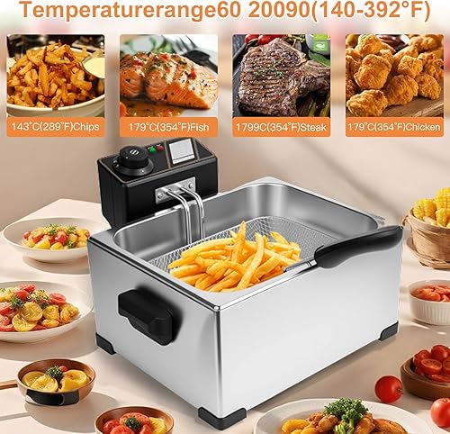 Miniatura 2 de Freidora profunda con 3 cestas y tapa, capacidad de aceite de 5.3 cuartos de galón5 litros, freidora eléctrica de 2500 W con control de temperatura