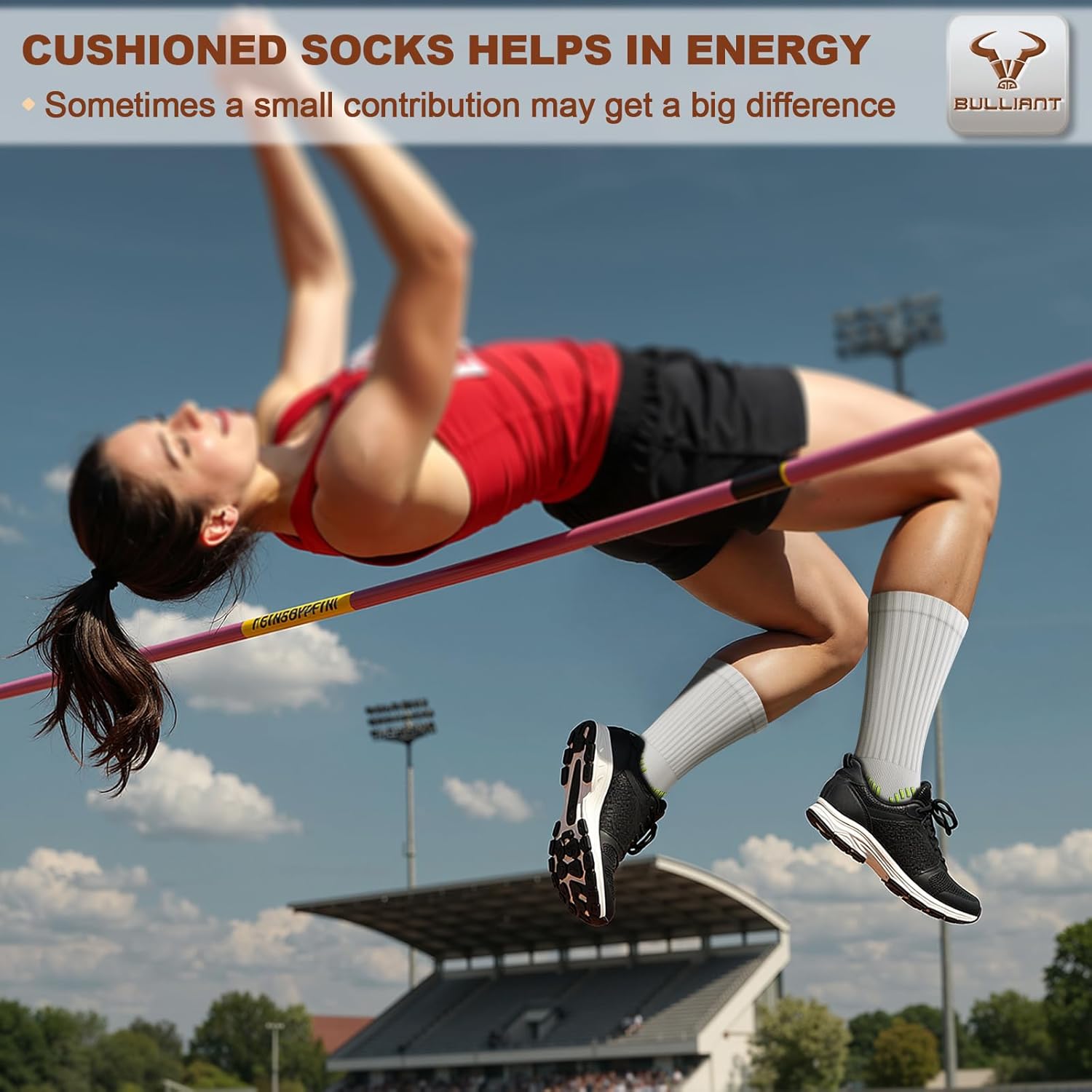 BULLIANT Men Socks, Athletic Compression Crew Socks Cushioned for Men Running Sports Hiking Fishing Arch Support - Image 7