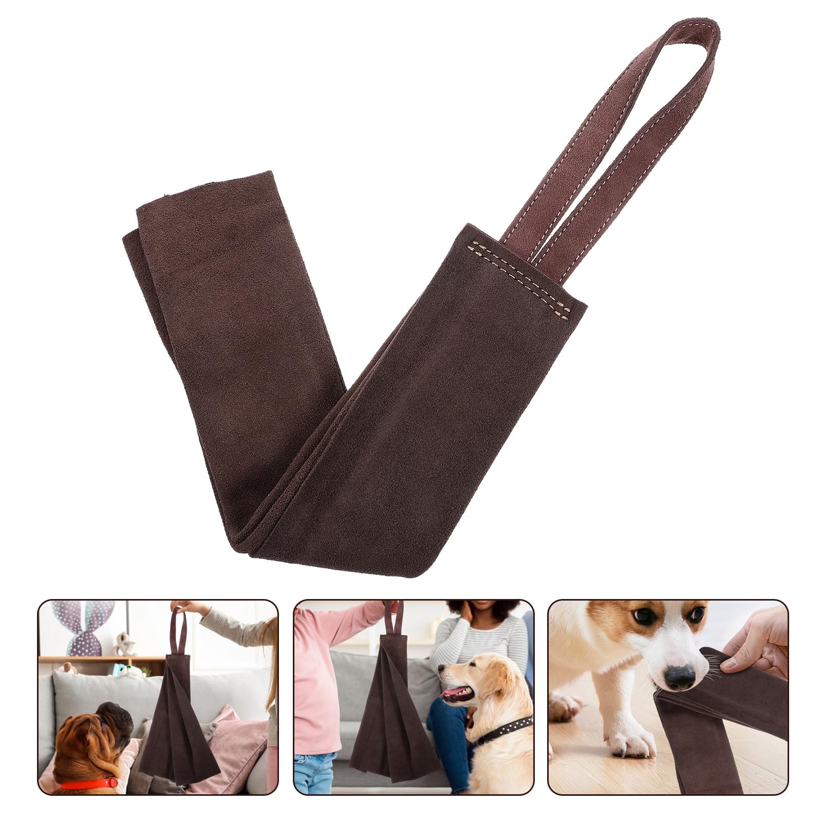 Trapo de Mordida Profesional para Perros, Juguete Resistente al Desgaste de Piel de Vacuno, Tamaño Mediano, Juguete para Tirar y Entrenar Cachorros, Suministros para Mascotas