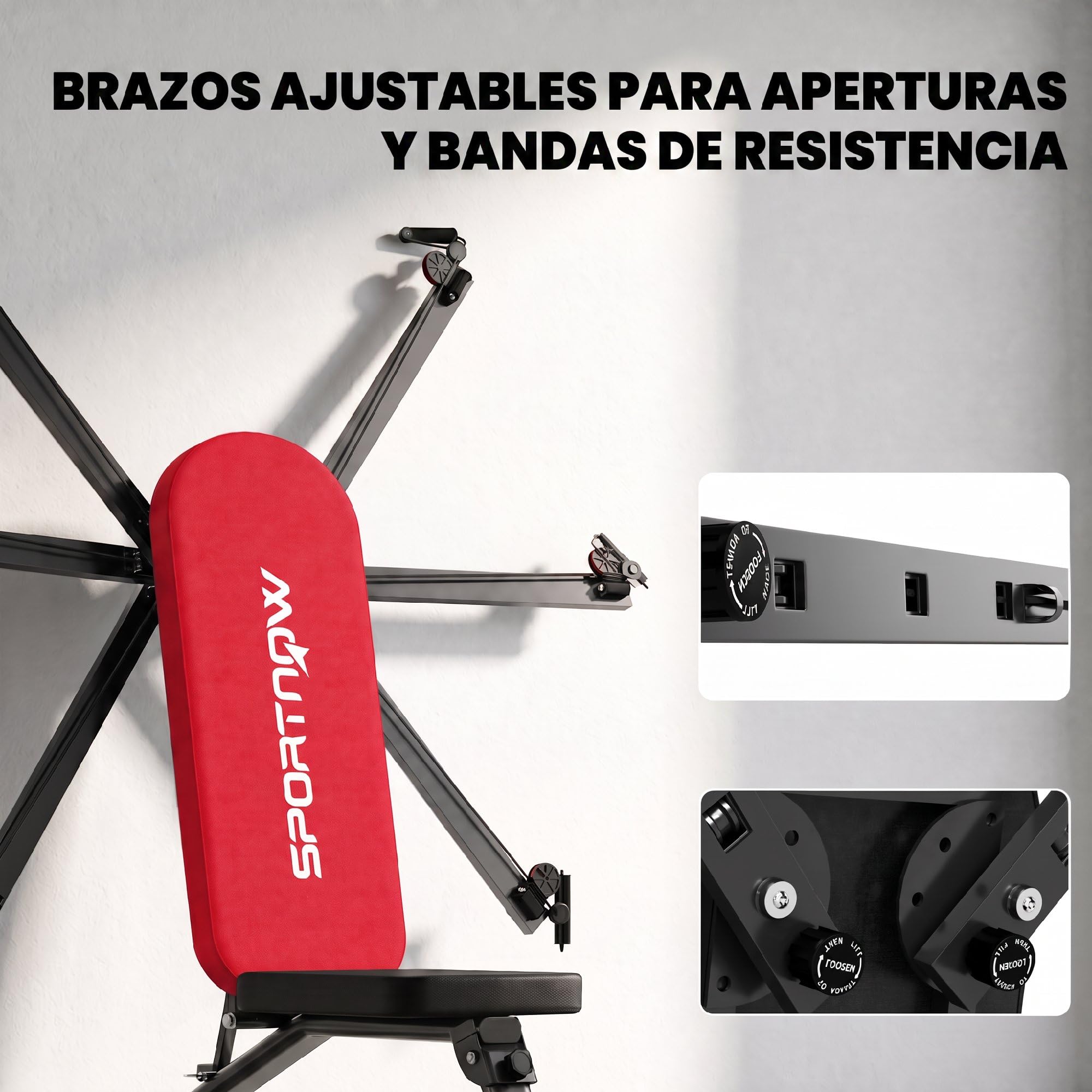 SPORTNOW Banco de Musculación Plegable, Respaldo Ajustable en 3 Niveles