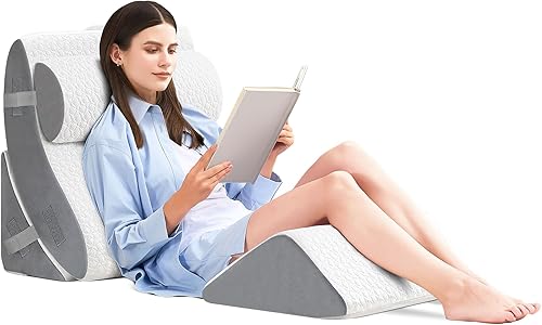 Miniatura 2 de BedLuxury Juego de 4 almohadas ortopédicas de cuña para cama con espuma viscoelástica para dolor de espalda, poscirugía, almohada de espuma