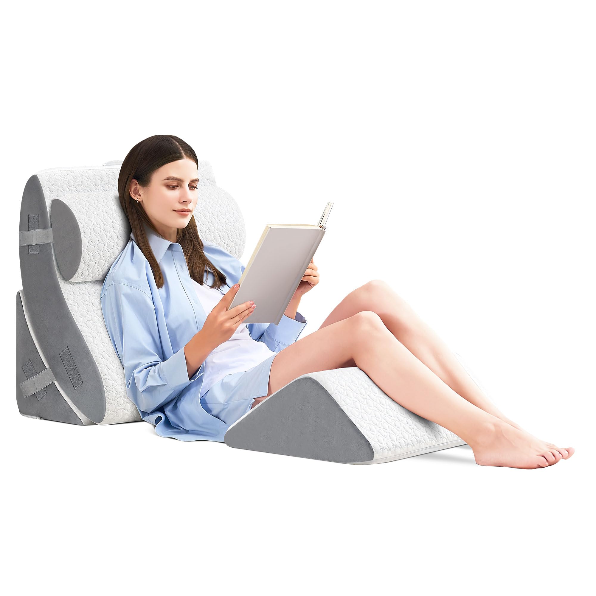 Set di 4 cuscini ortopedici a cuneo per letto in memory foam post-chirurgia, per dormire, regolabili