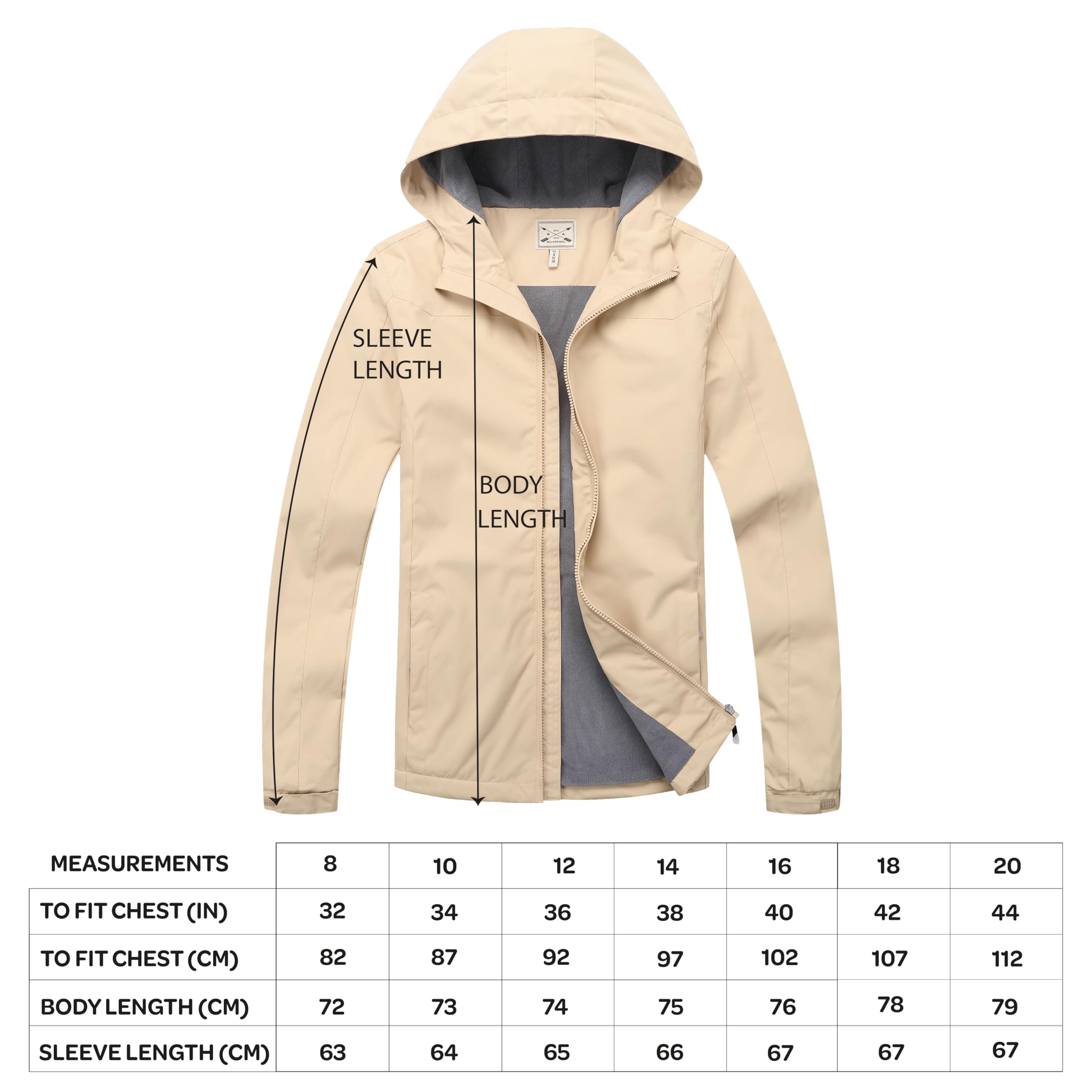 Blu Apparel Giacca impermeabile da donna con cappuccio, giacca a vento, per escursionismo, camminata, primaverile