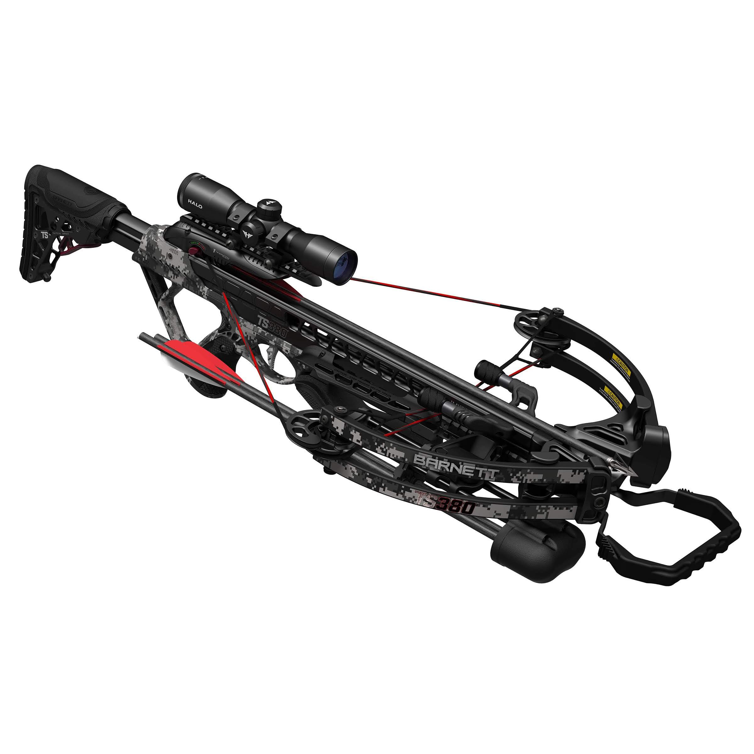 Barnett TS380 High-Speed Crossbow, with Anti-Dry Fire Trigger, 4x32mm Multi-Reticle Scope, 2 Arrows, Lightweight Quiver