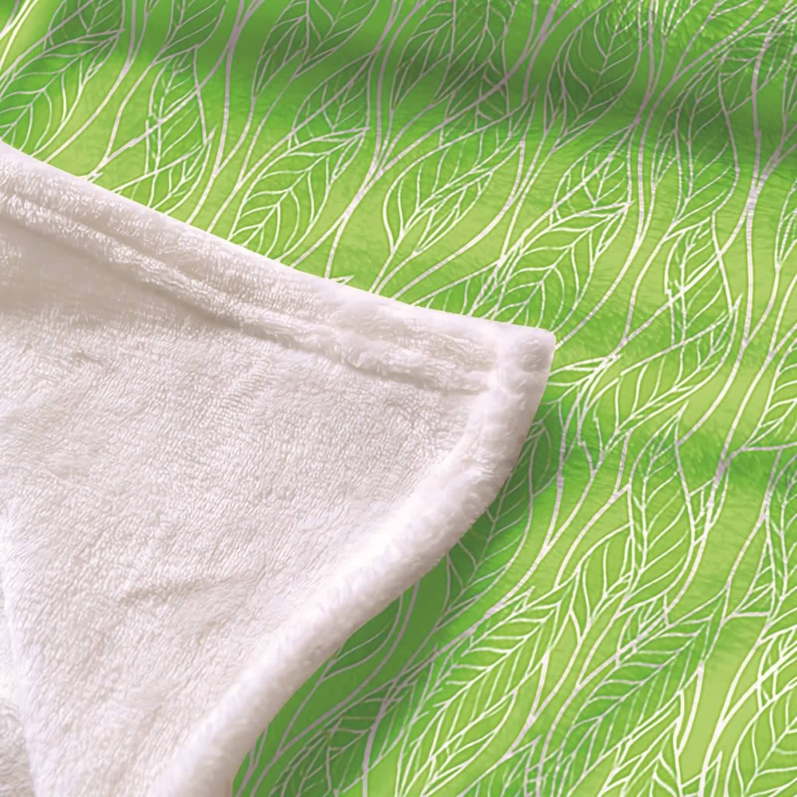 Warm Blanket, Fleecedecke Grün 150 x 200 Flanell Kuscheldecke Blatt Flanelldecke Weich Kuschelig Wohndecke Sofa Bett Geschenk