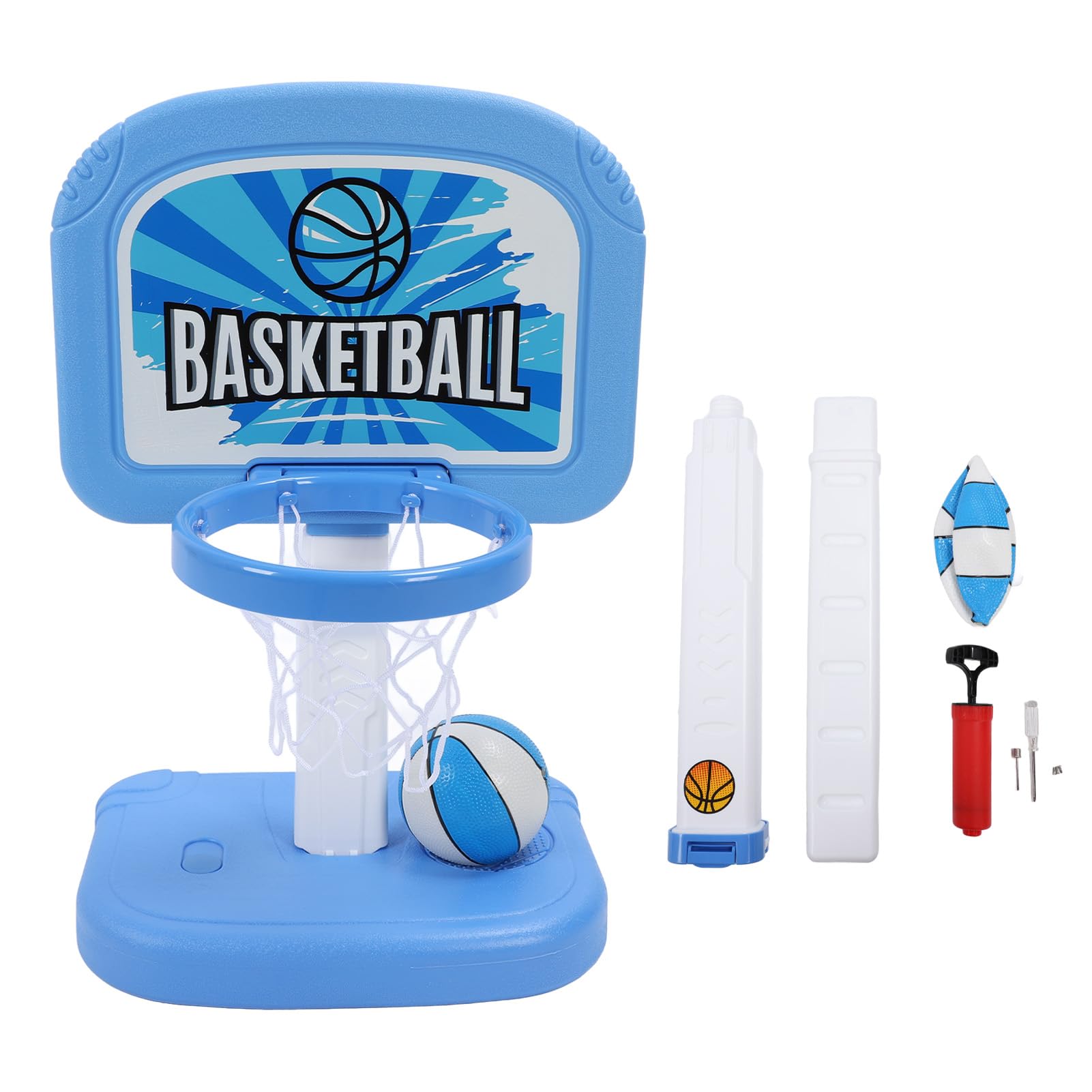 Juego de baloncesto interactivo en la piscina con canasta de baloncesto para piscina, altura ajustable para interior y exterior, incluye 2 bombas de pelota