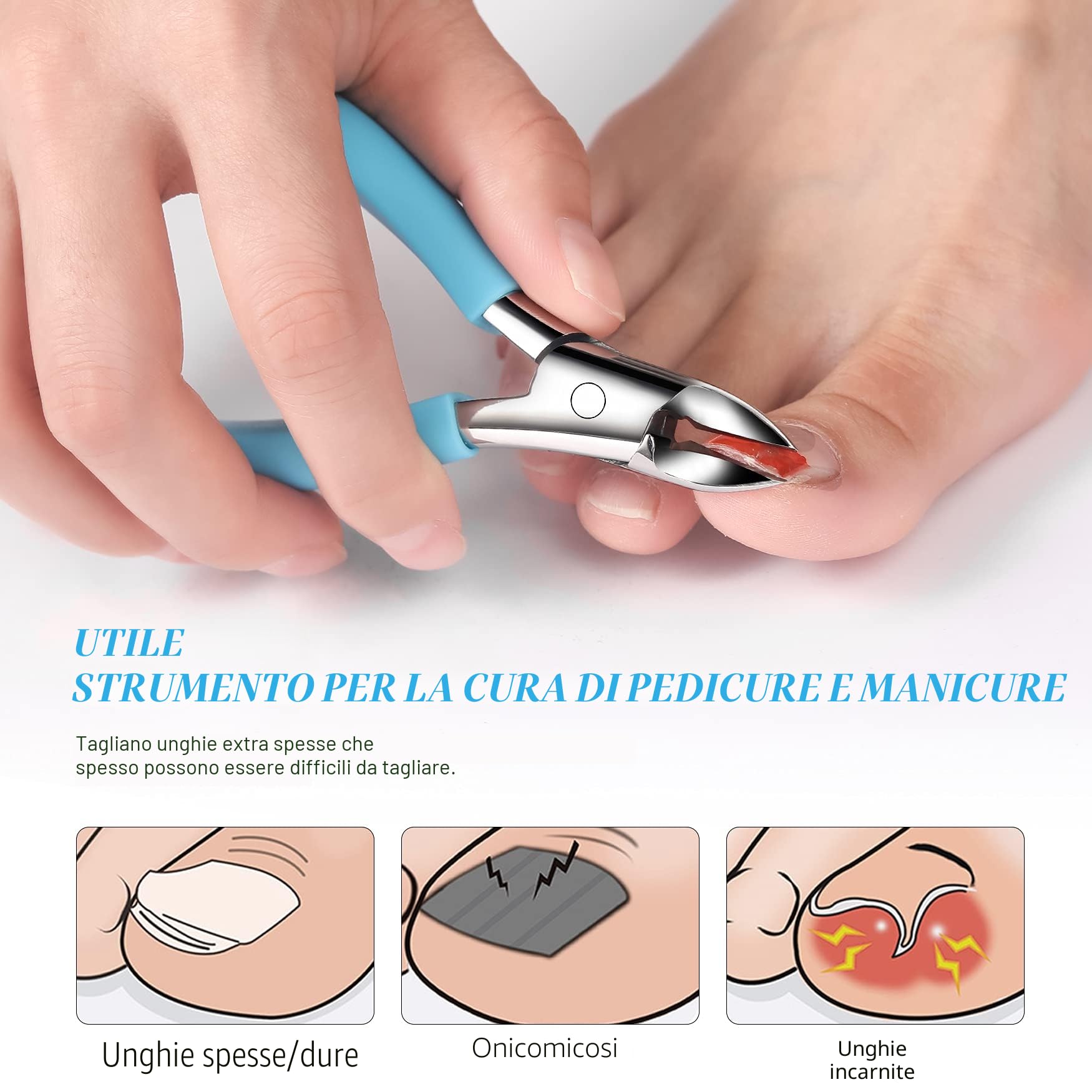 FVION Tagliaunghie Professionale Tronchesino Tagliaunghie di Precisione per Piedi per Unghie Spesse o Incarnite con Custodia in Metallo