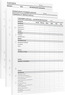 KOMPASS® Finanzplanung | 25 DIN-A5-Einlagen für Ringbuchplaner Budgetplaner & Haushaltsbuch | Geld Sparen dank Finanzplaner mit Jahres-, Monatsplaner & Ausgabenliste | Budget planner Sparbuch binder
