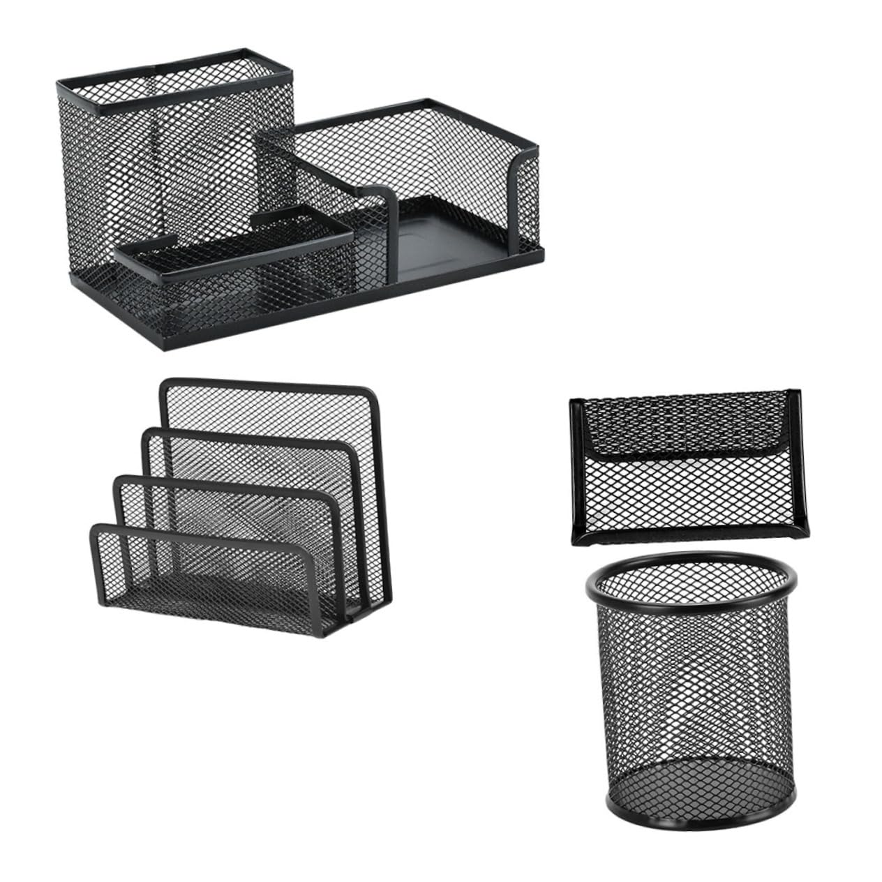 PLAFOPE Set Di Contenitori Per Ufficio in Ferro Battuto 4 Pezzi Organizer Da Scrivania Organizer Per Penne E Portaoggetti Da Scrivania