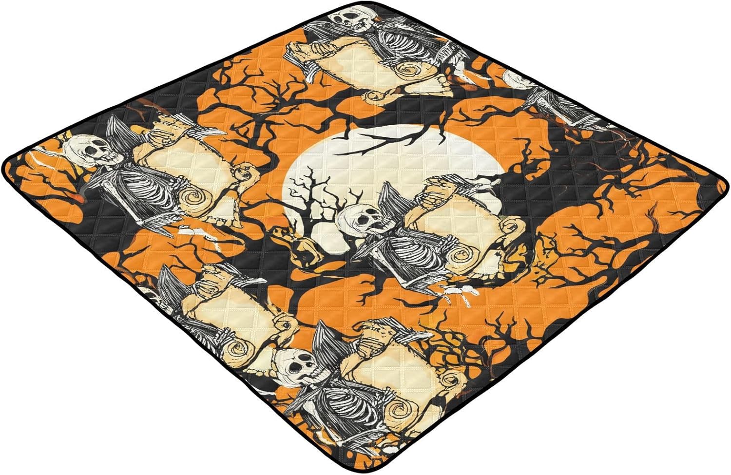 Graffiti Halloween Skull Baby Play Mat, 50“ X 50” Washable Folding Crawling Mat, Baby Floor Mat, Soft, Non-Slip
