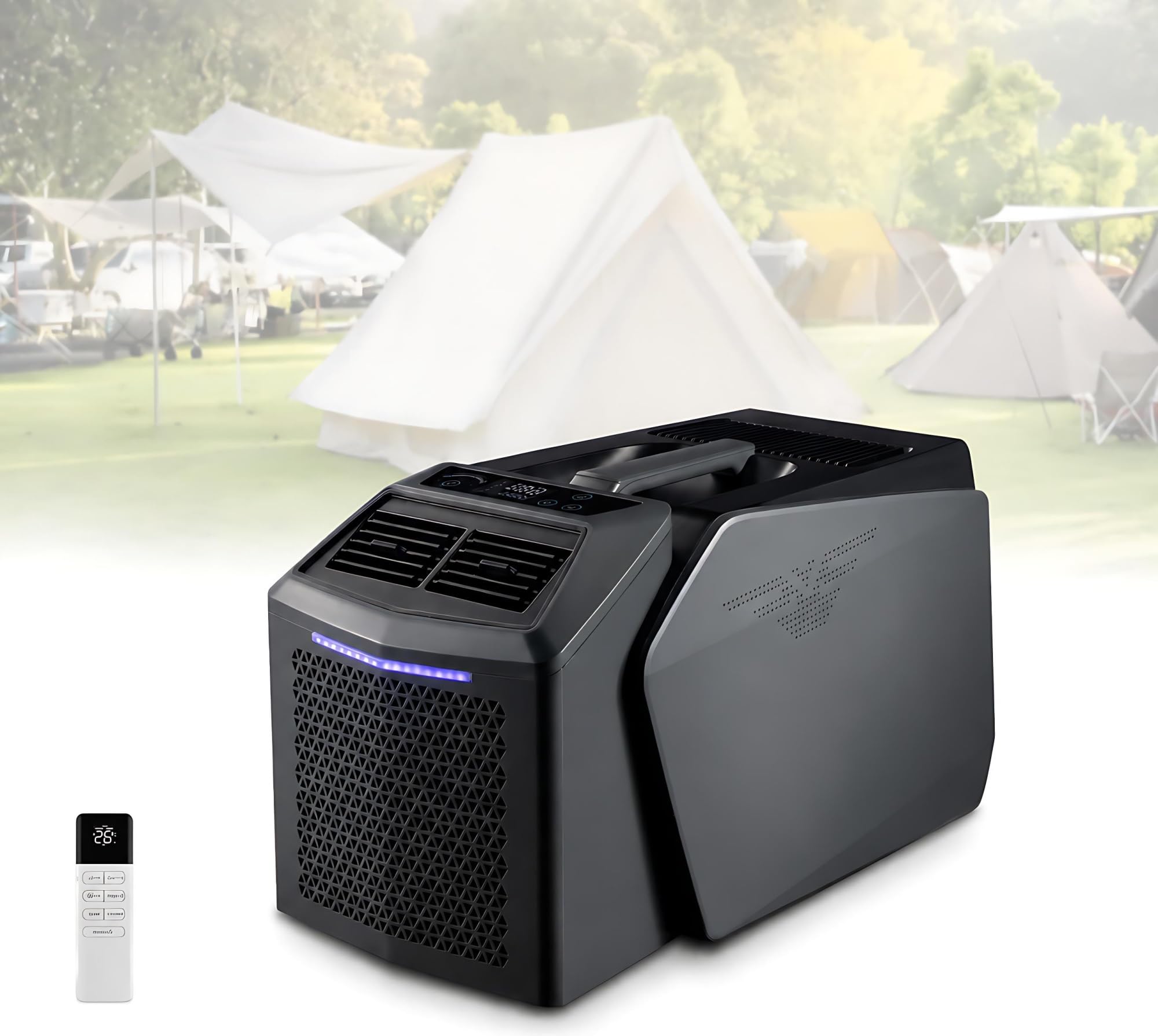 Senodon One Color 6200 Btu 550W Windowless Portable Ac For Rv, Camping Tent Ac, 48V Dc/110V/220V Ac, 4-In-1 Micro Split Cooling Device Drain-Free 12H Timer Remote, Cools Up To 120 Sq.ft For Van Life(48V)