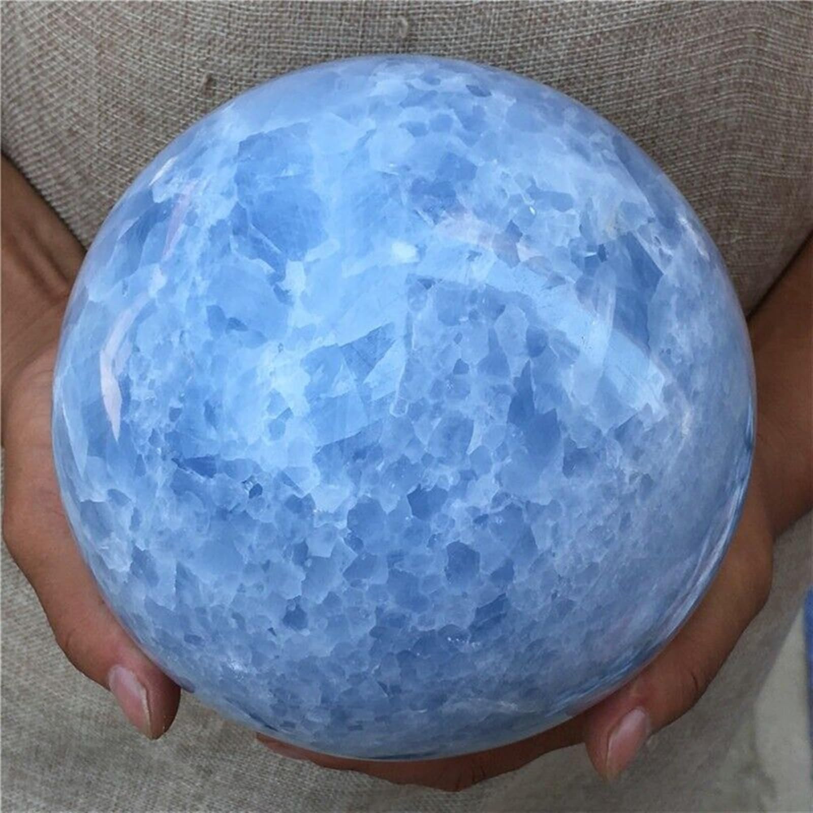 Blue Celestite Sphere Quartz Crystal Ball Ornaments (Size : 300-350g)