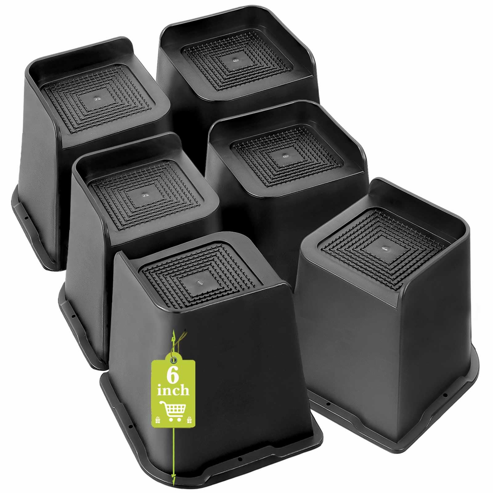 Photo 1 of Yookwutar Heavy Duty Bed Risers - 6 Inch, Black (6 Pack)