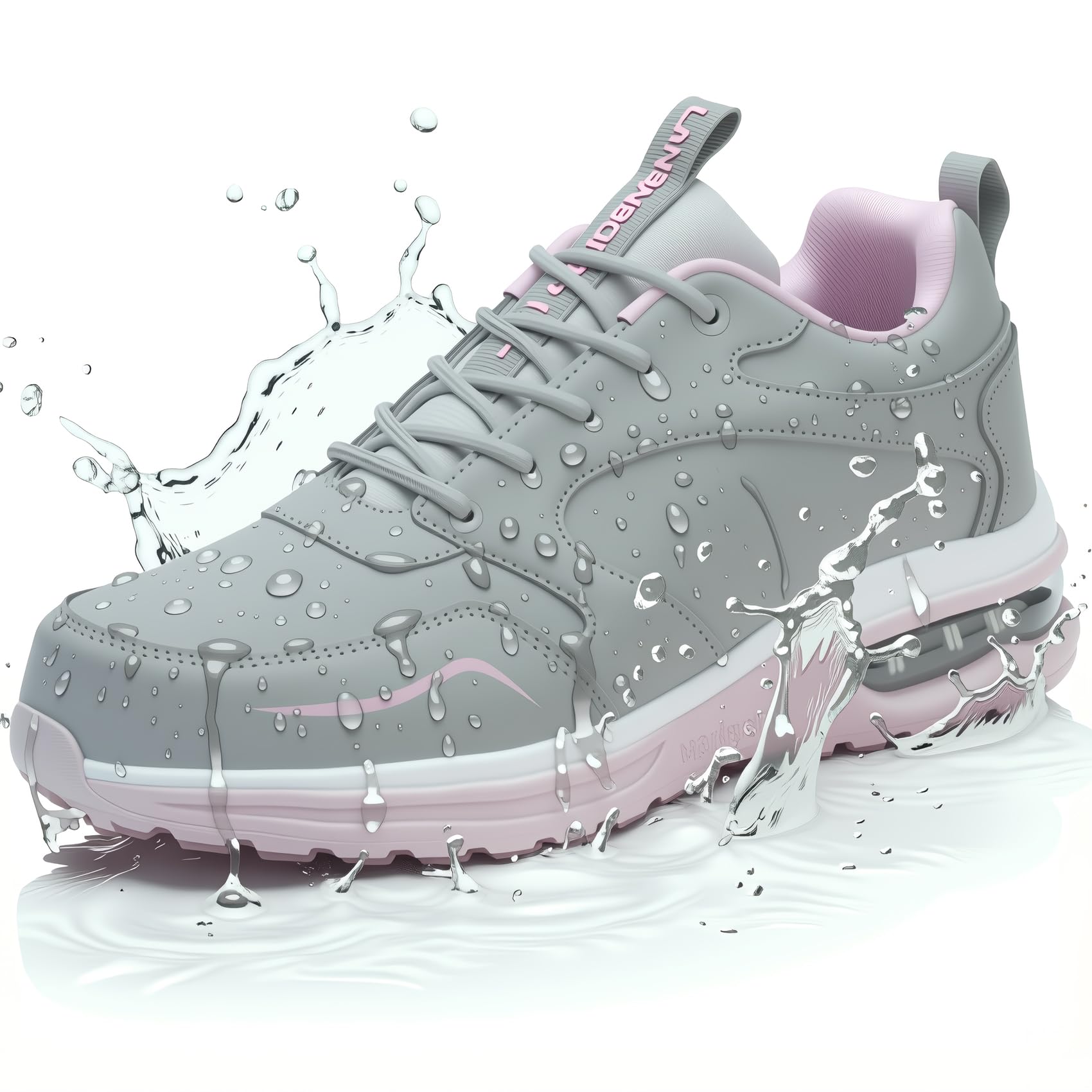 LANSNBO Waterproof Steel Toe Shoes for Women Non Slip Puncture Proof Safety Work Sneakers Comfortable Lightweight Fashion Footwear for Industrial