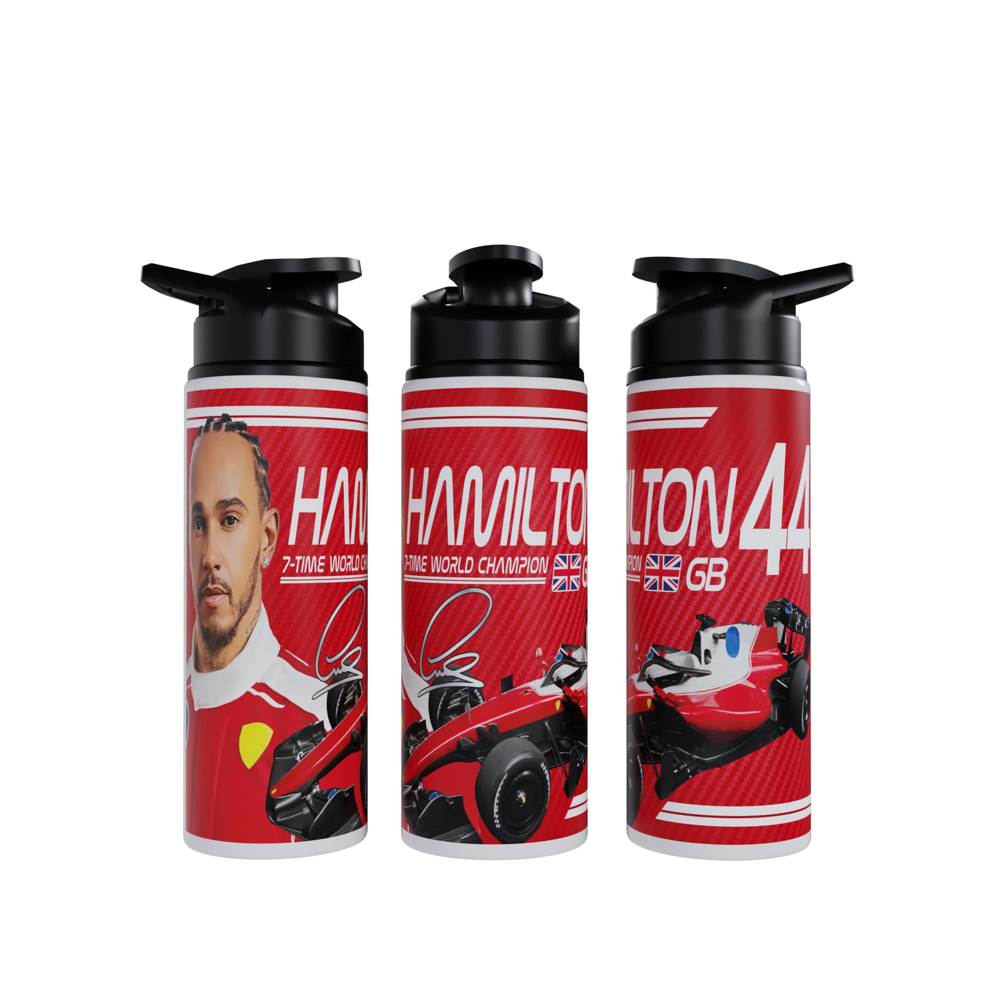 Partisan Hamilton Water Bottle F1 inspired Racing Fan Gift 750ml or 600ml Aluminium Sports Bottle with Flip Lid Carry Handle 2026 (Red, 600.0, Millilitres)