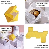 Vista 4 de Efavormart - 25 cajas de regalo de boda con purpurina dorada, forma geométrica de 3 x 4 pulgadas