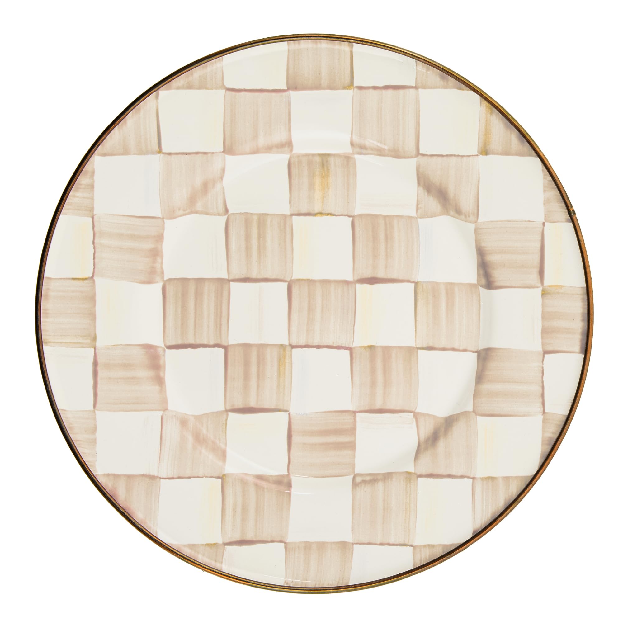 MACKENZIE-CHILDSEnamel Salad and Dessert Plate, Small Plate for a Dessert or Appetizer Dish, 8 Inches, Brown-and-White Mocha Check