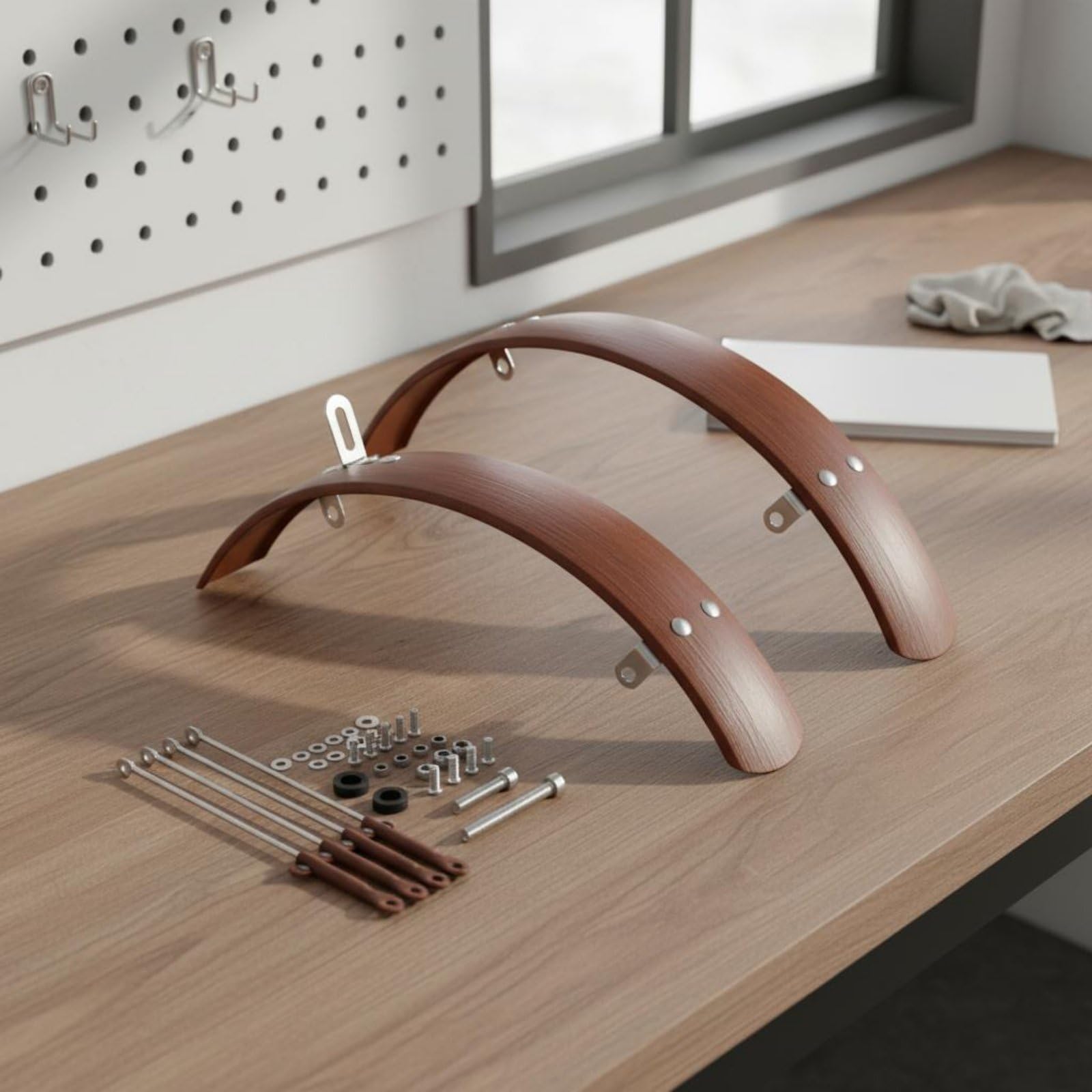 FytStycale Klapprad Schutzbleche Ultraleicht Retro Schutzblech Set verstellbar Schutzbleche Holzoptik für Klappradfahrer, 20 Zoll Sport & Freizeit