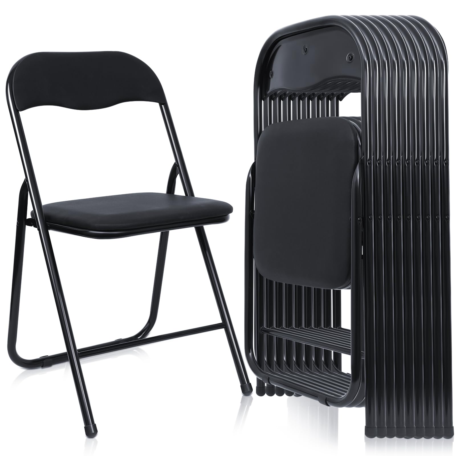 Kathfly 10 Pcs Steel Folding Chair Set Foldable Chair with Padded Seat