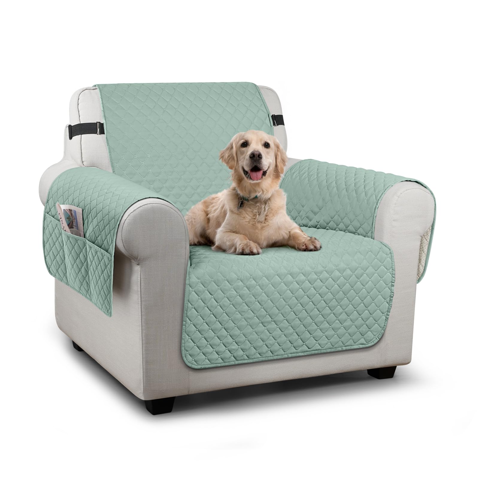 TAOCOCO Sofa Slipcovers 1 Seater,Sofa Settee Covers with Storage Pockets,Non Slip Couch Covers,Washable Sofa Protector for Kids/Dogs/Pets(Mint Green) — image 1